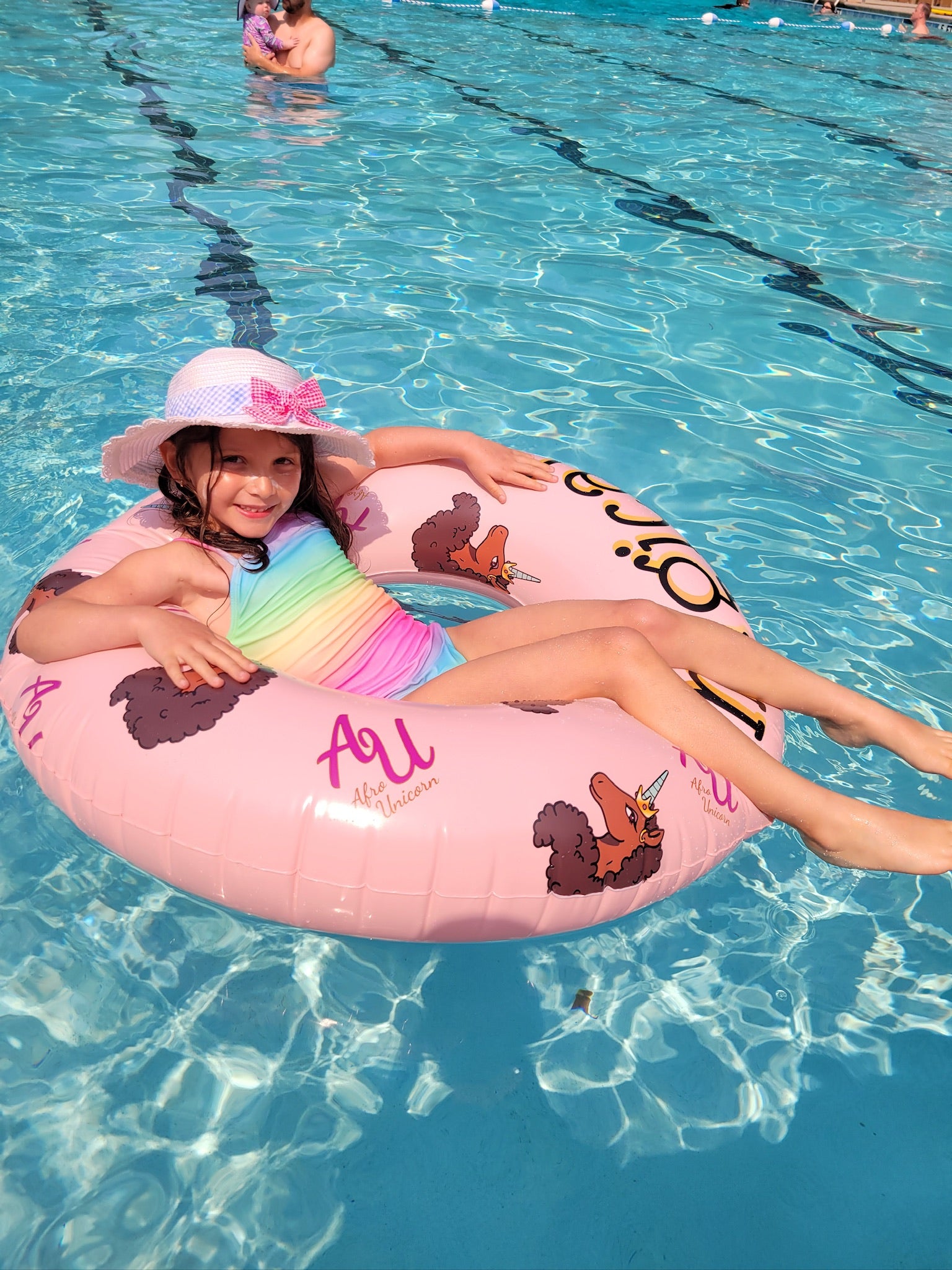 Afro Unicorn 39-Inch "MAGICAL " Unicorn Inflatable Swim Ring Float for Pool, Beach, Lake Water Play (Pink)