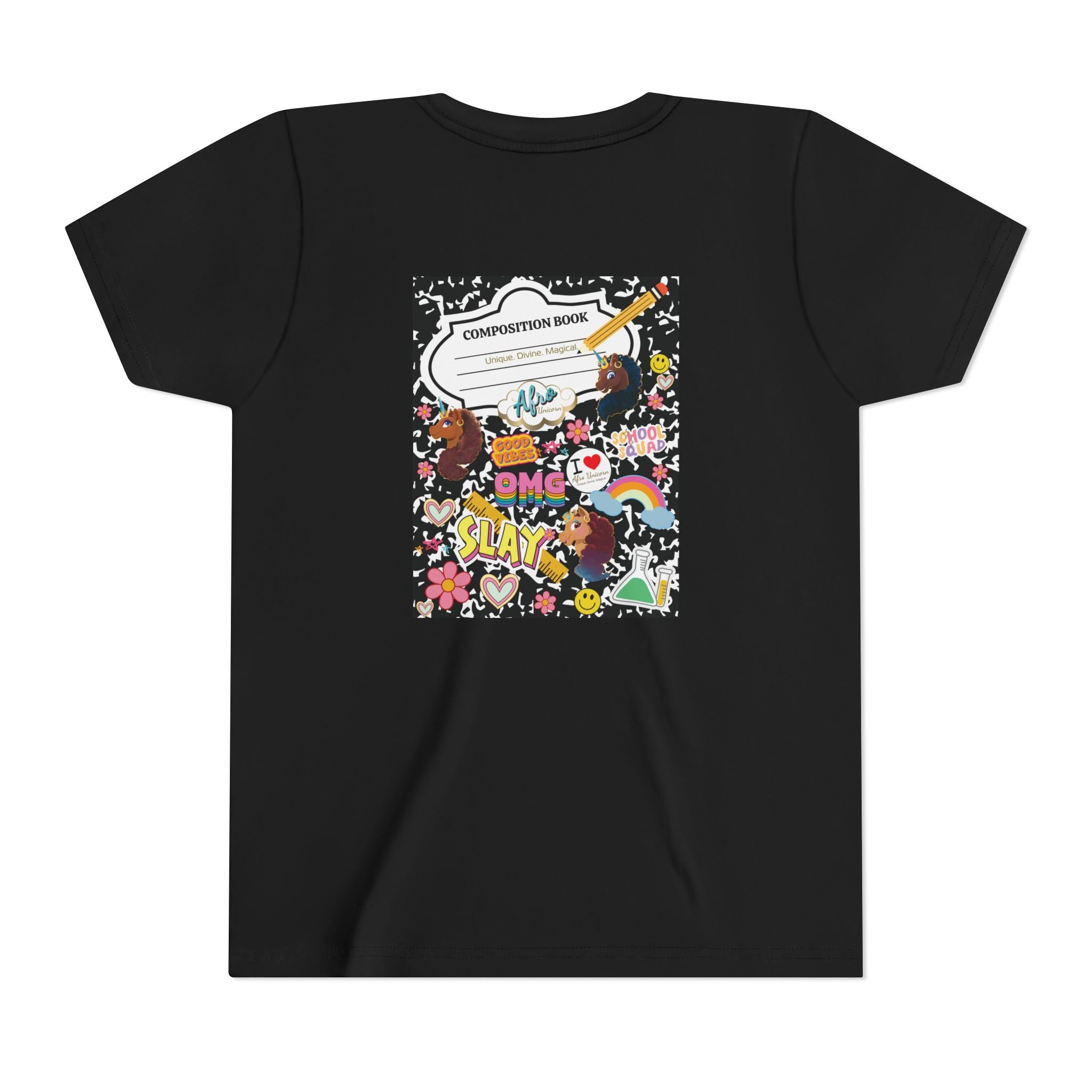 Youth Tee - Afro Unicorn Composition Back Design