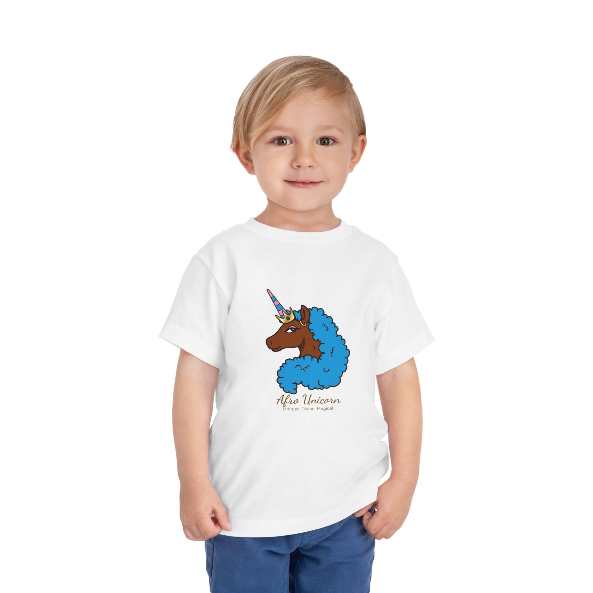 Toddler - Afro Unicorn Blue & Pink Spring Tee