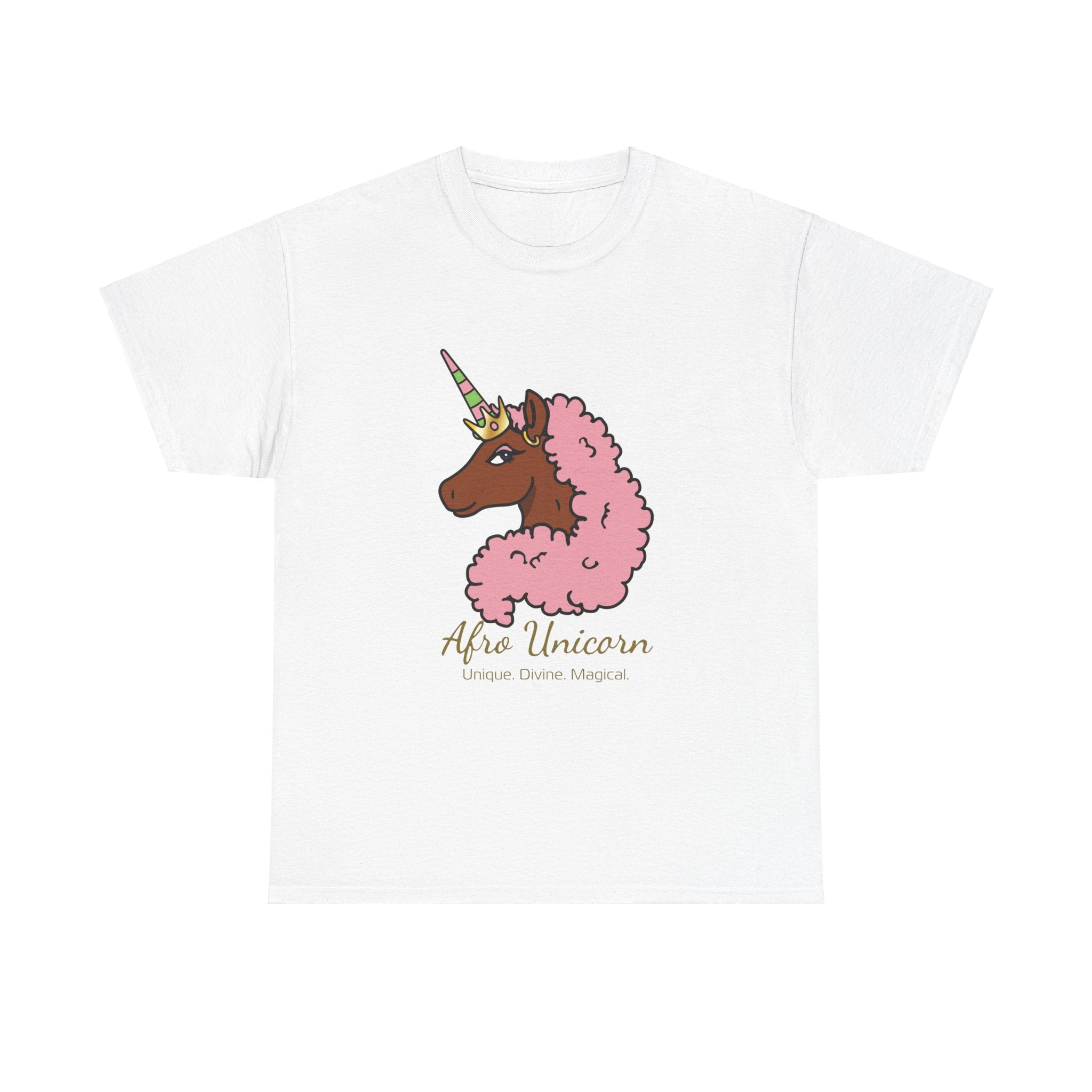 Adult - Afro Unicorn Pink & Green Tee