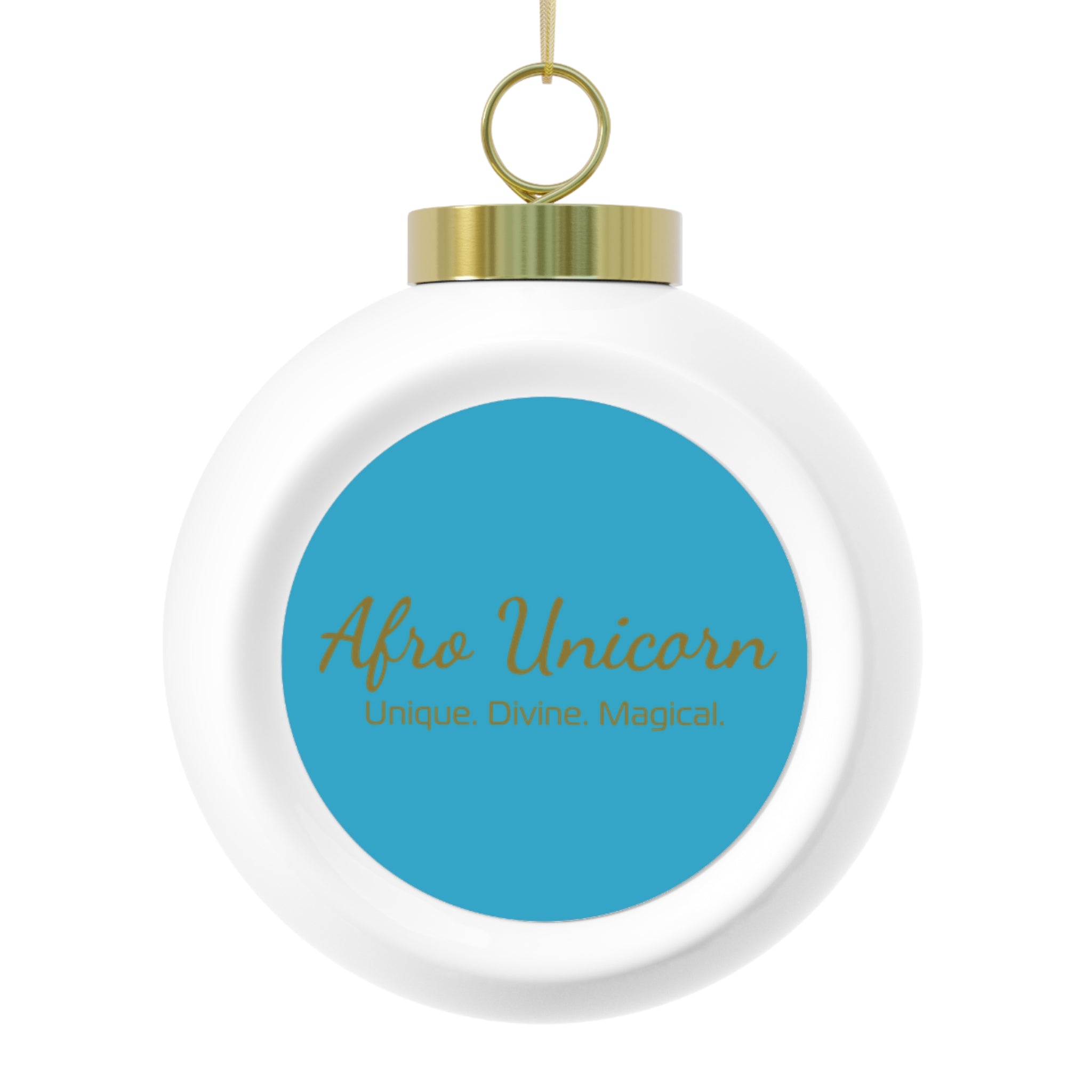 I love Afro Unicorn Christmas Ball Ornament