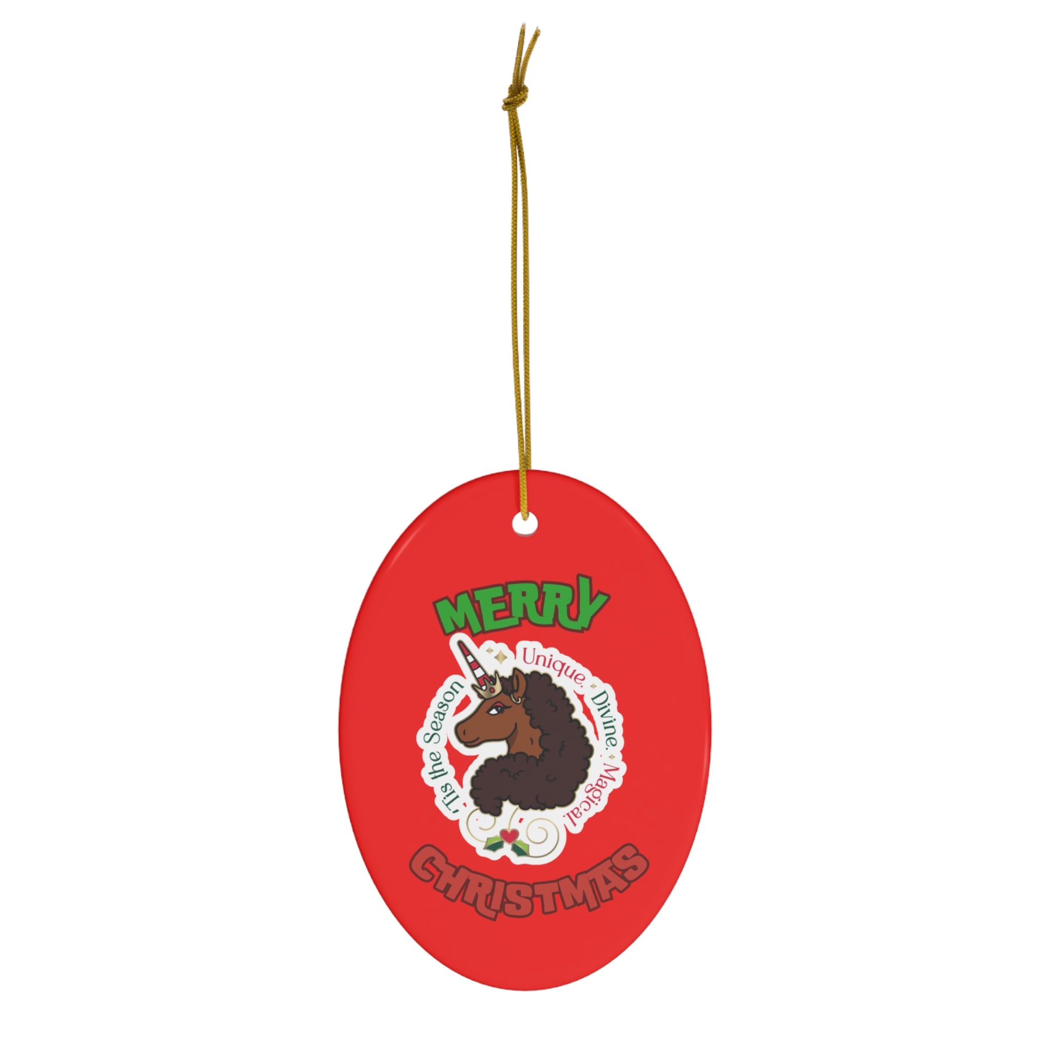 Unique Divine Magical Unicorn Christmas Ceramic Ornament
