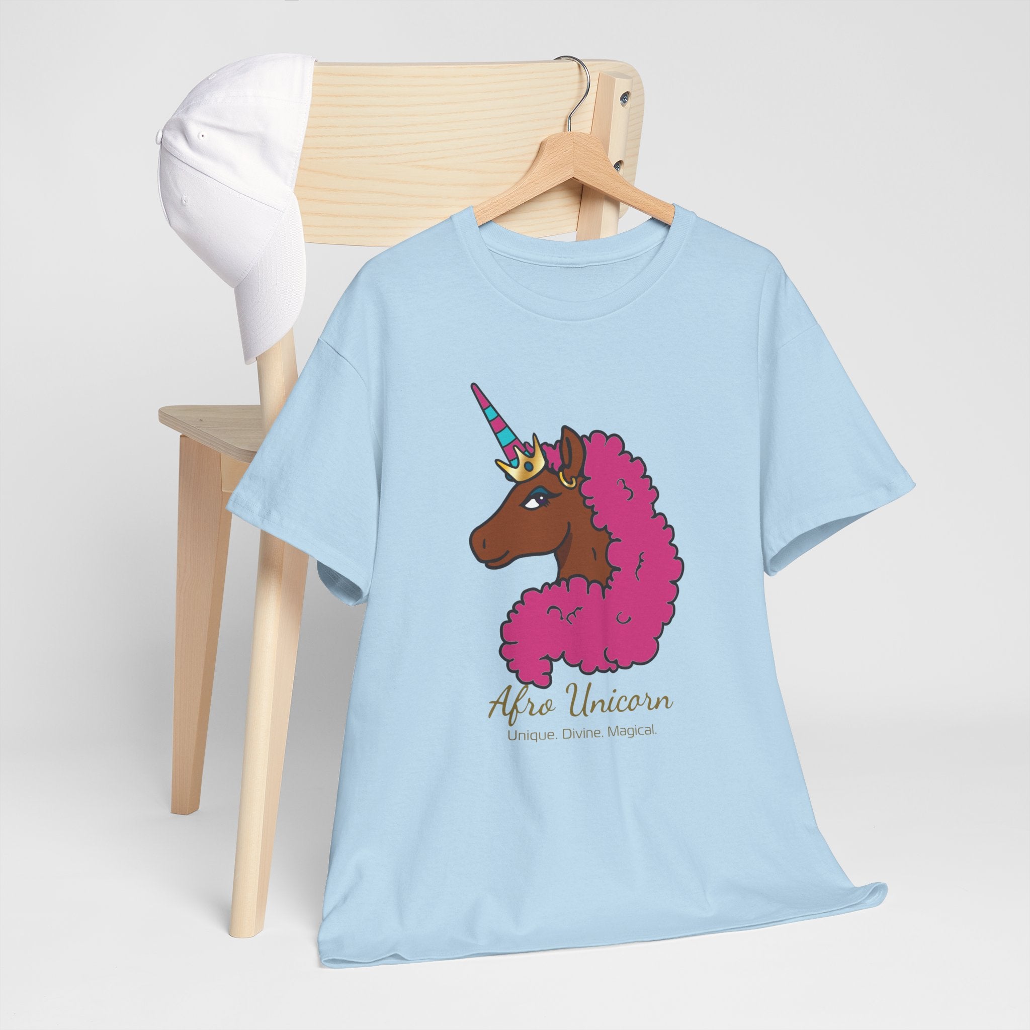 Adult - Afro Unicorn Pink & Blue Spring  Tee