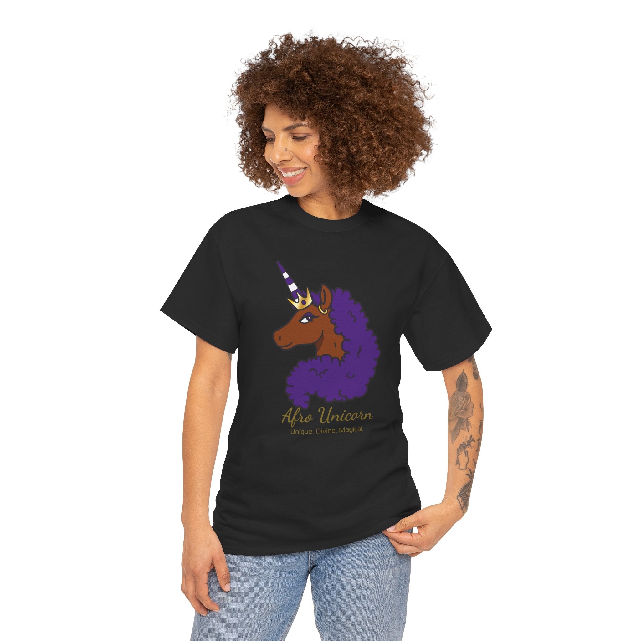 Adult - Afro Unicorn Signature Tee - Purple Mane