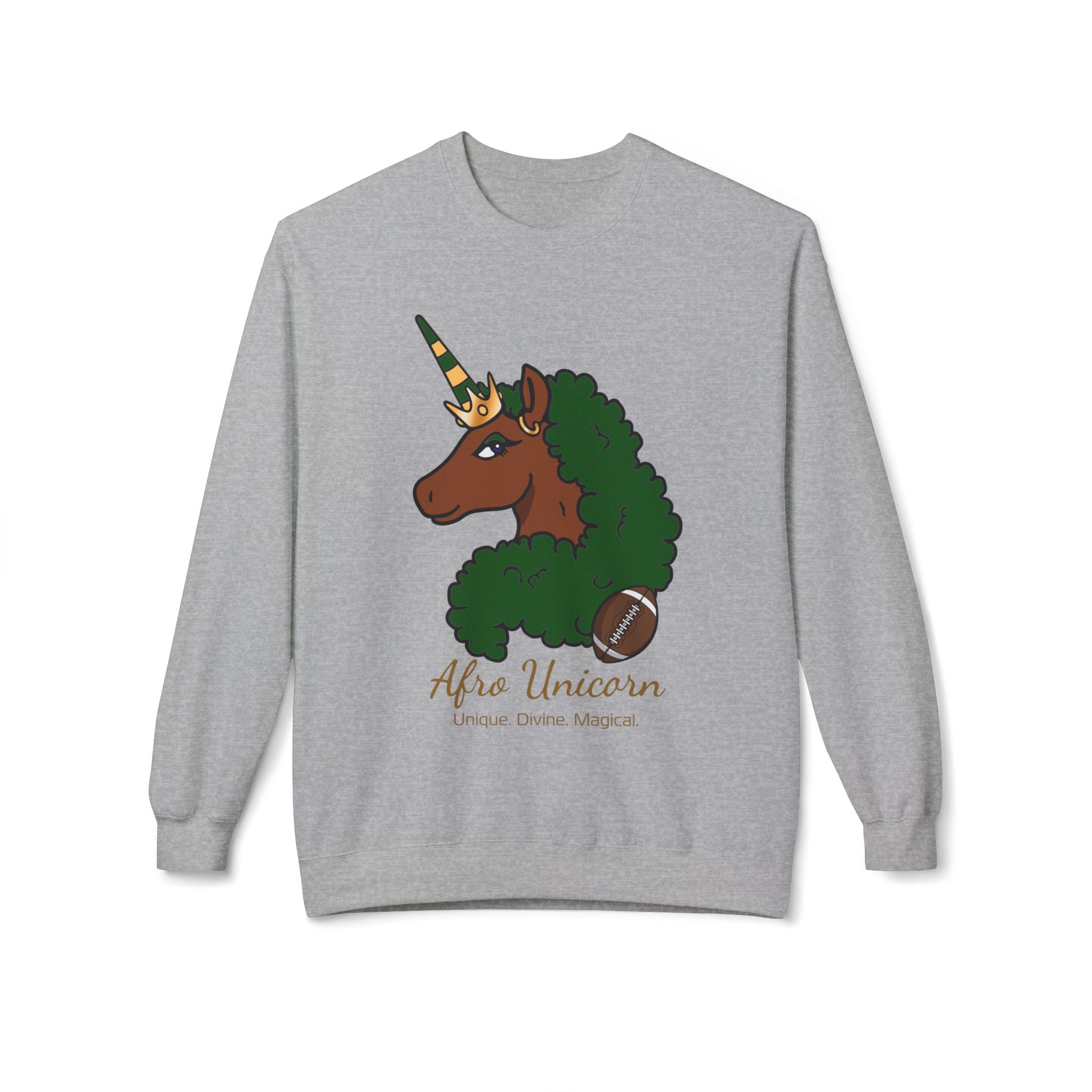 Afro Unicorn Fan Favs Sweatshirt – Green Bay Green & Gold