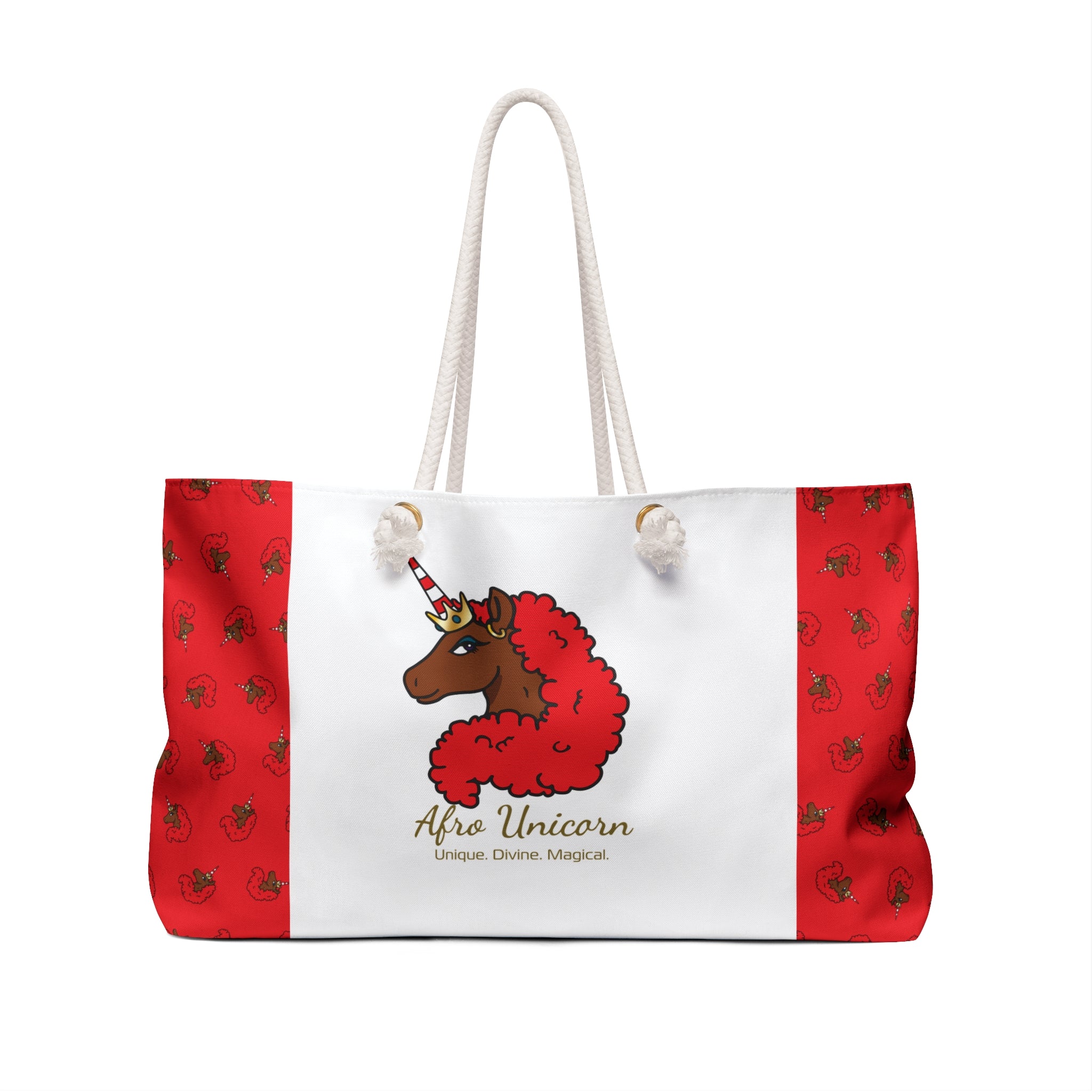 Afro Unicorn Crimson & Cream Weekender Bag — D9 Pride Delta Love