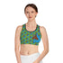 Afro Unicorn Green & Blue Sports Bra