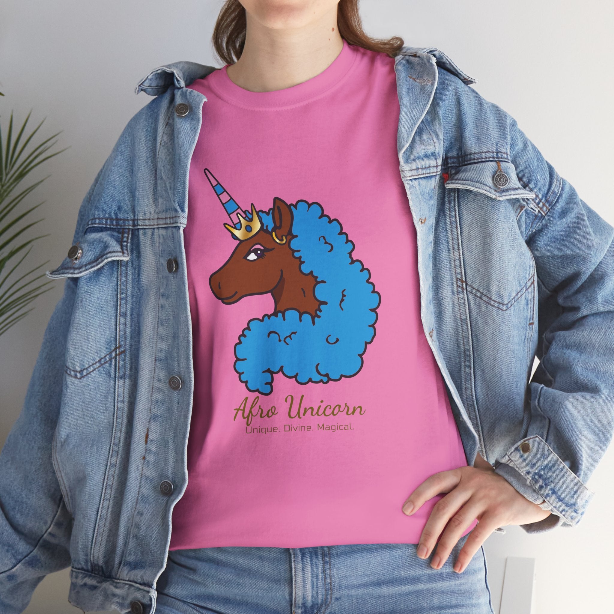 Adult - Afro Unicorn Blue & Pink Spring  Tee