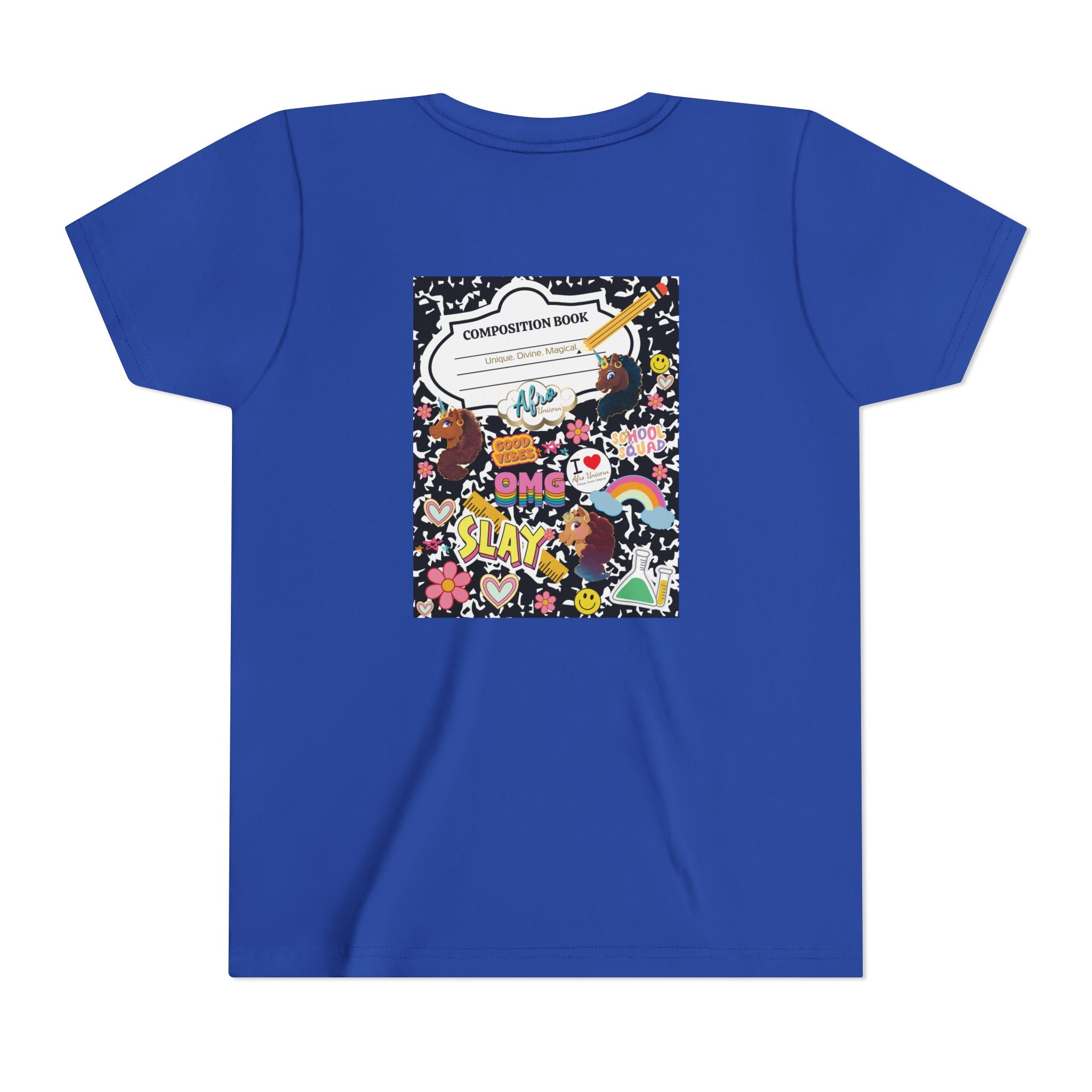 Youth Tee - Afro Unicorn Composition Back Design