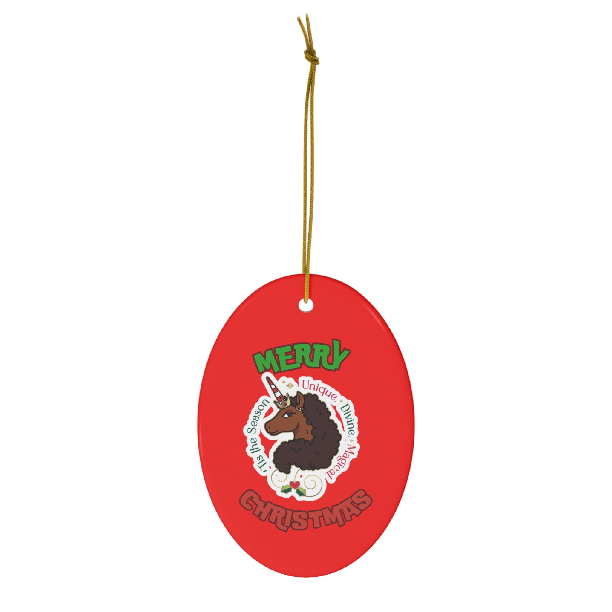 Unique Divine Magical Unicorn Christmas Ceramic Ornament