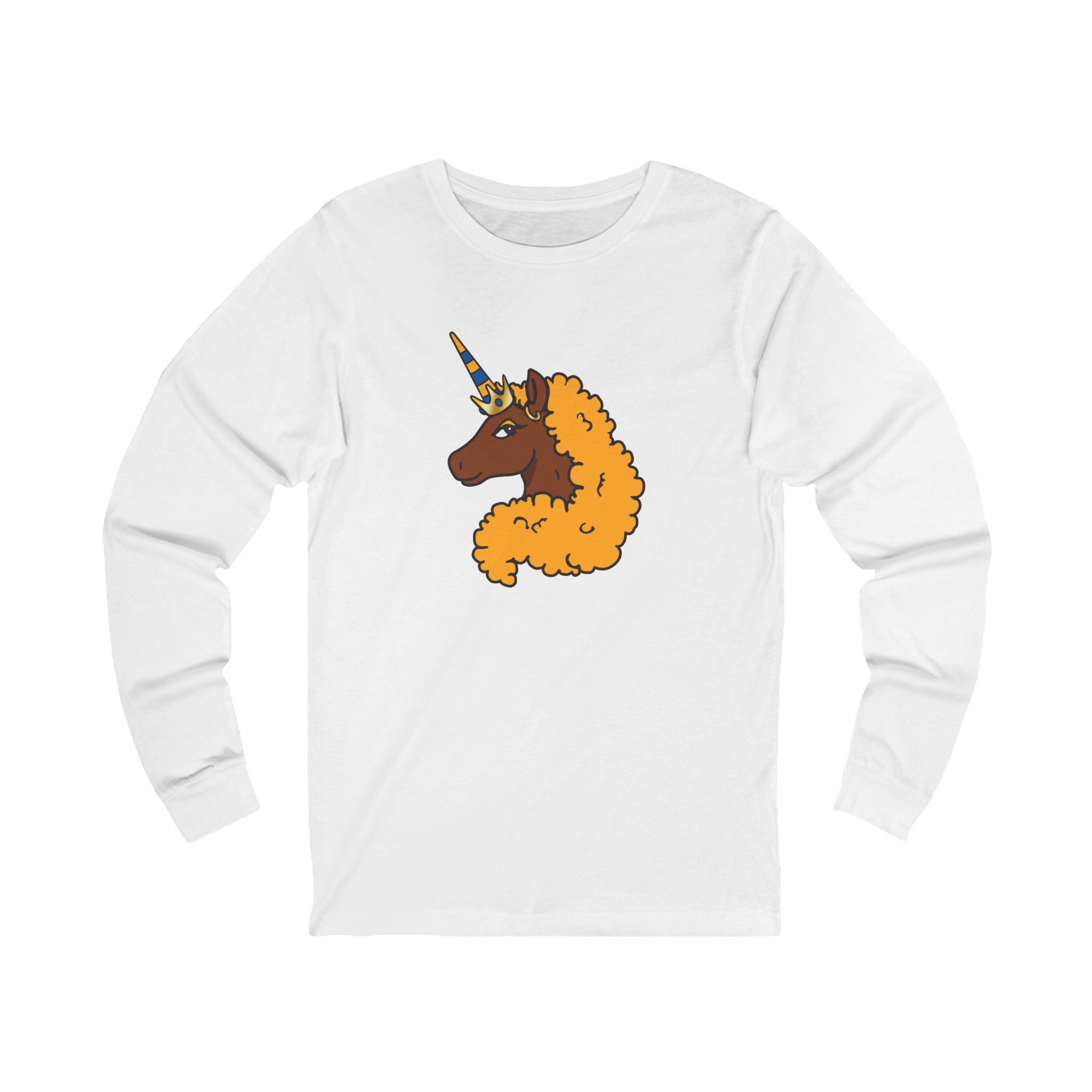 Afro Unicorn Blue & Gold Long Sleeve Tee
