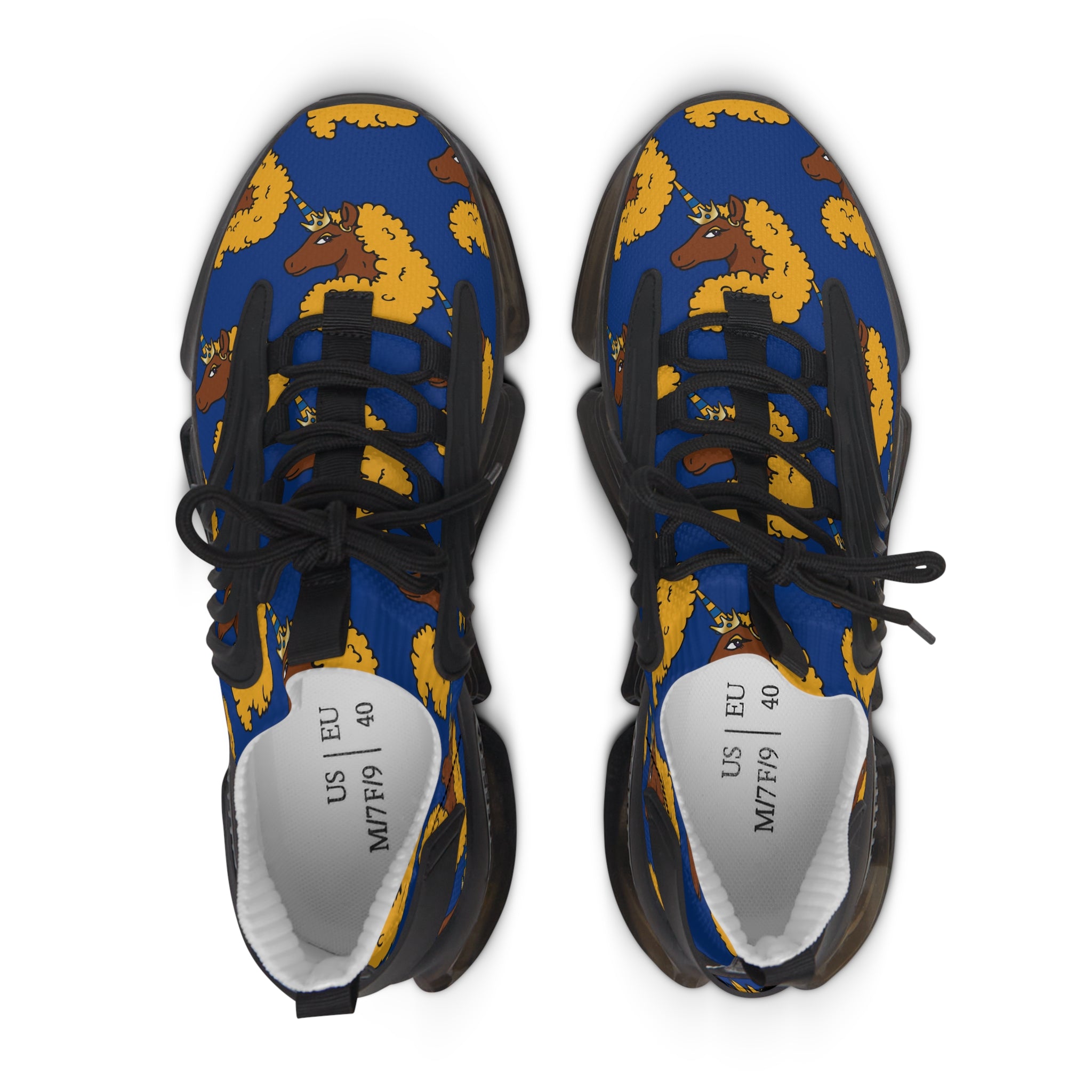 Mesh Sneakers - Blue & Gold Monogram