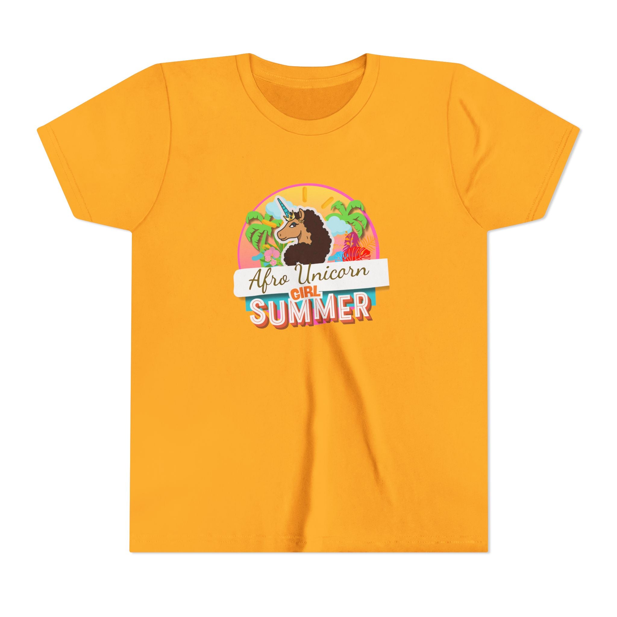 Afro Unicorn Girl Youth Tee - Summer Fun Short Sleeve