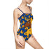 One-piece Swimsuit Afro Unicorn Blue & Gold