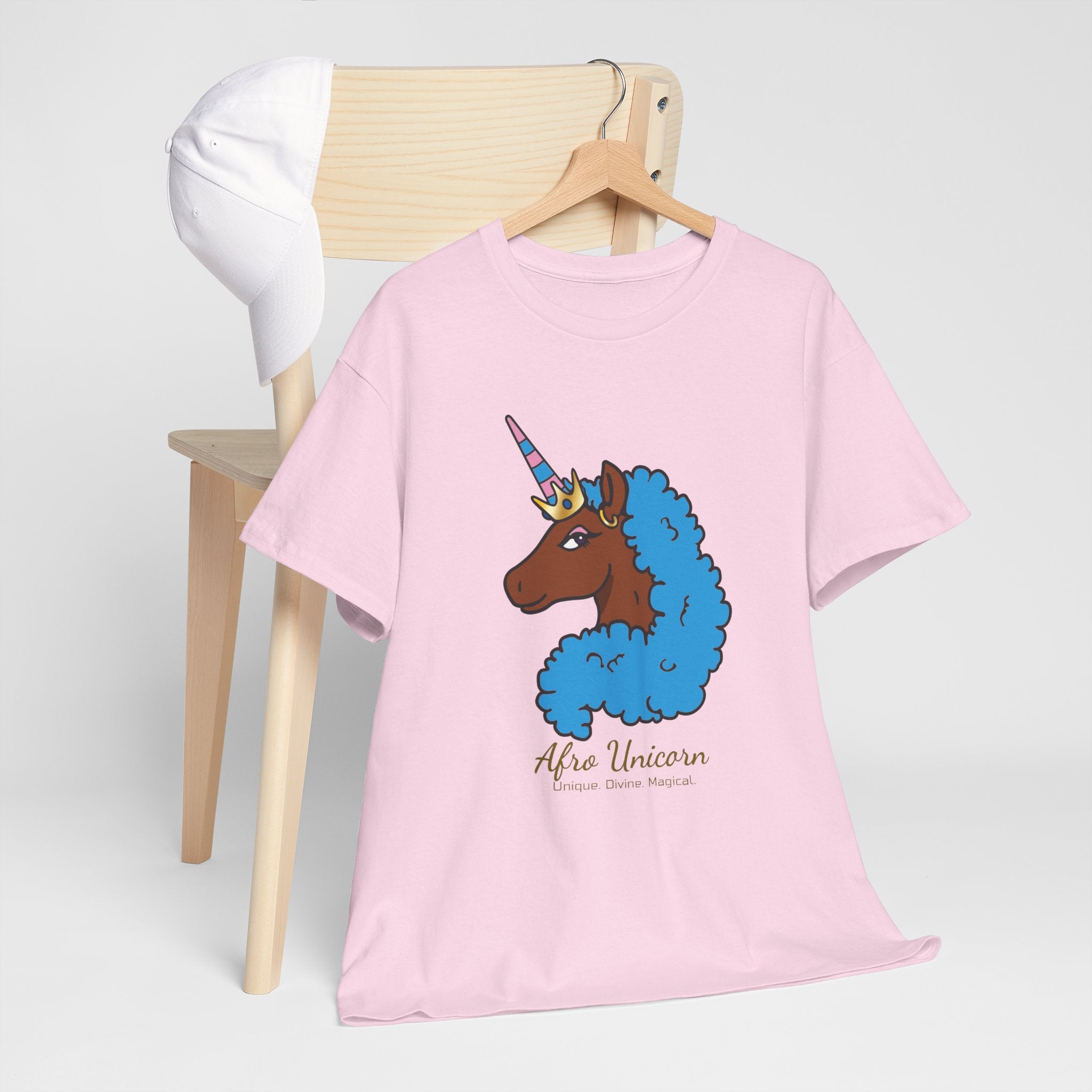 Adult - Afro Unicorn Blue & Pink Spring  Tee