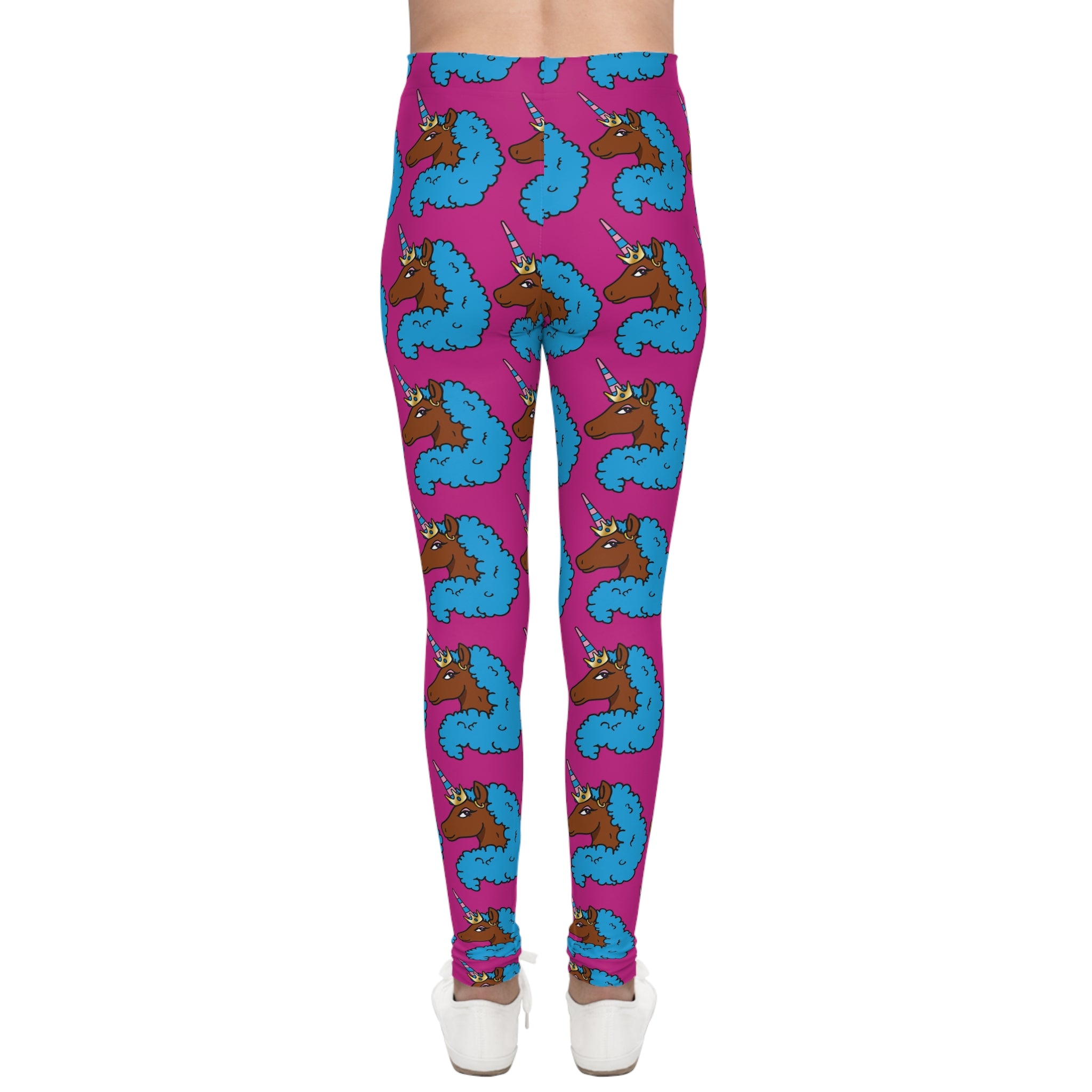 Youth Leggings  Afro Unicorn Leggings for Girls