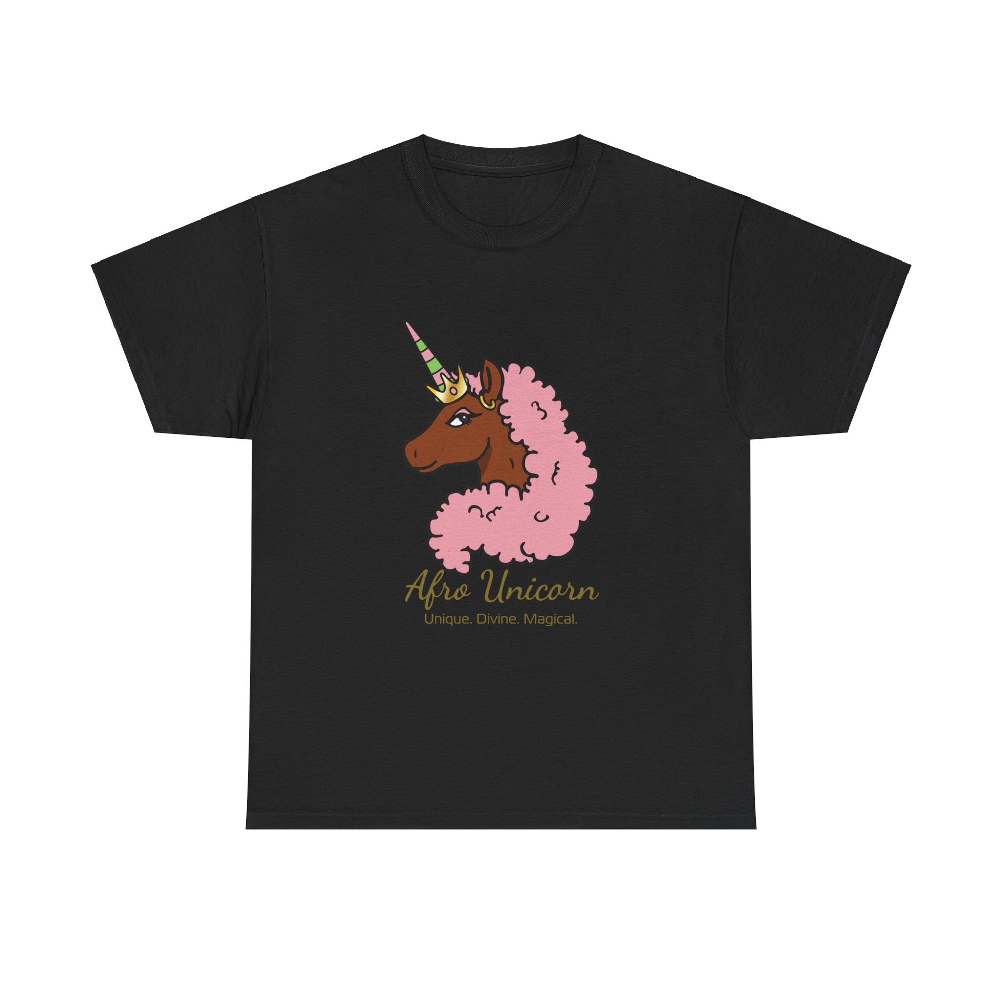 Adult - Afro Unicorn Pink & Green Tee