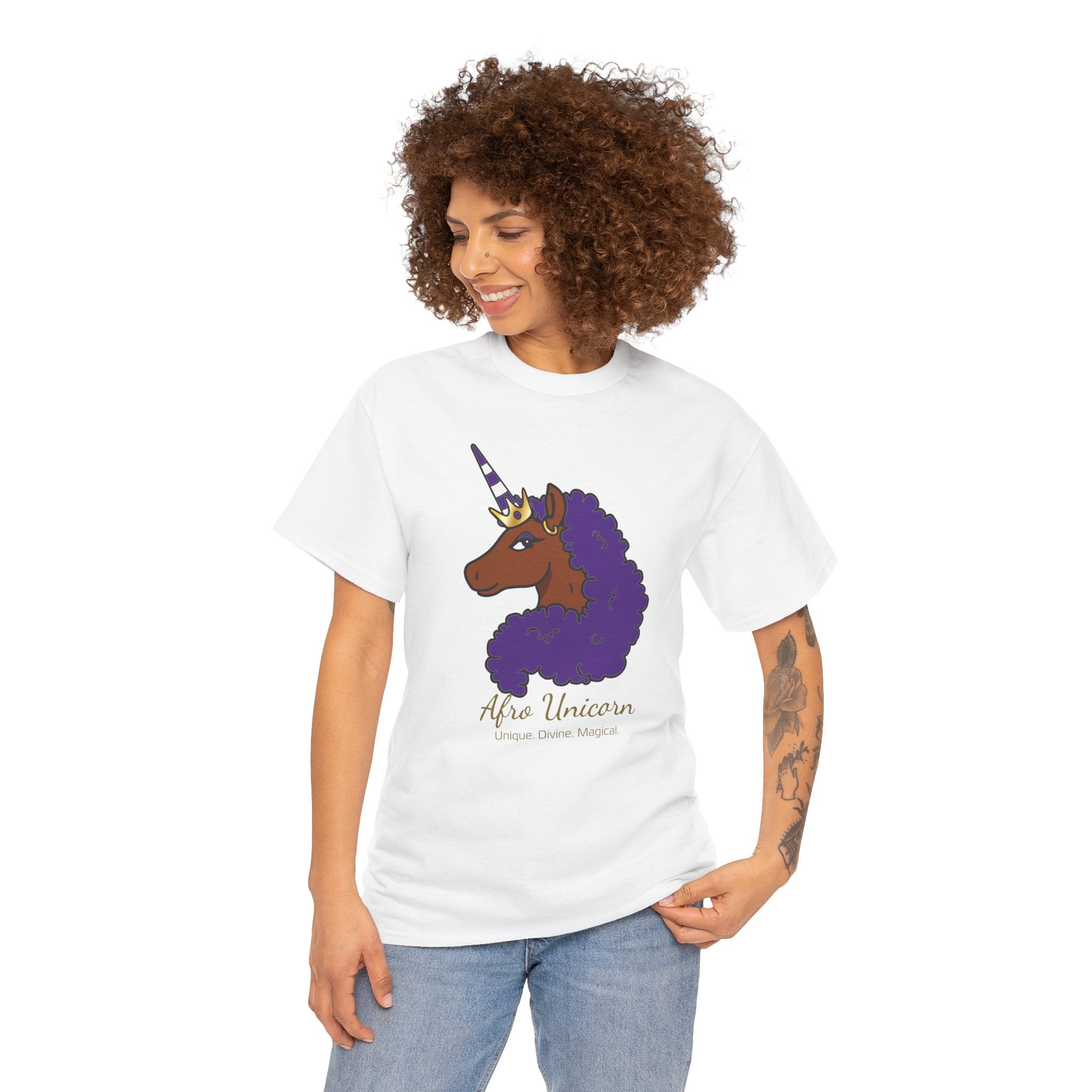 Adult - Afro Unicorn Signature Tee - Purple Mane