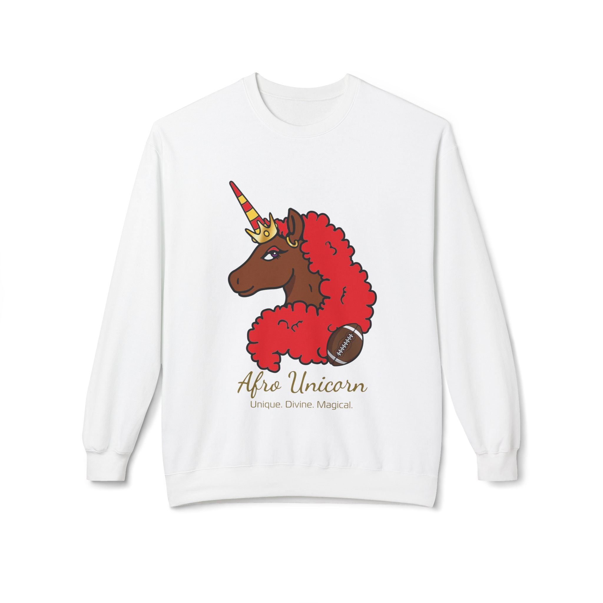 Afro Unicorn Fan Favs Sweatshirt – Kansas Red & Gold