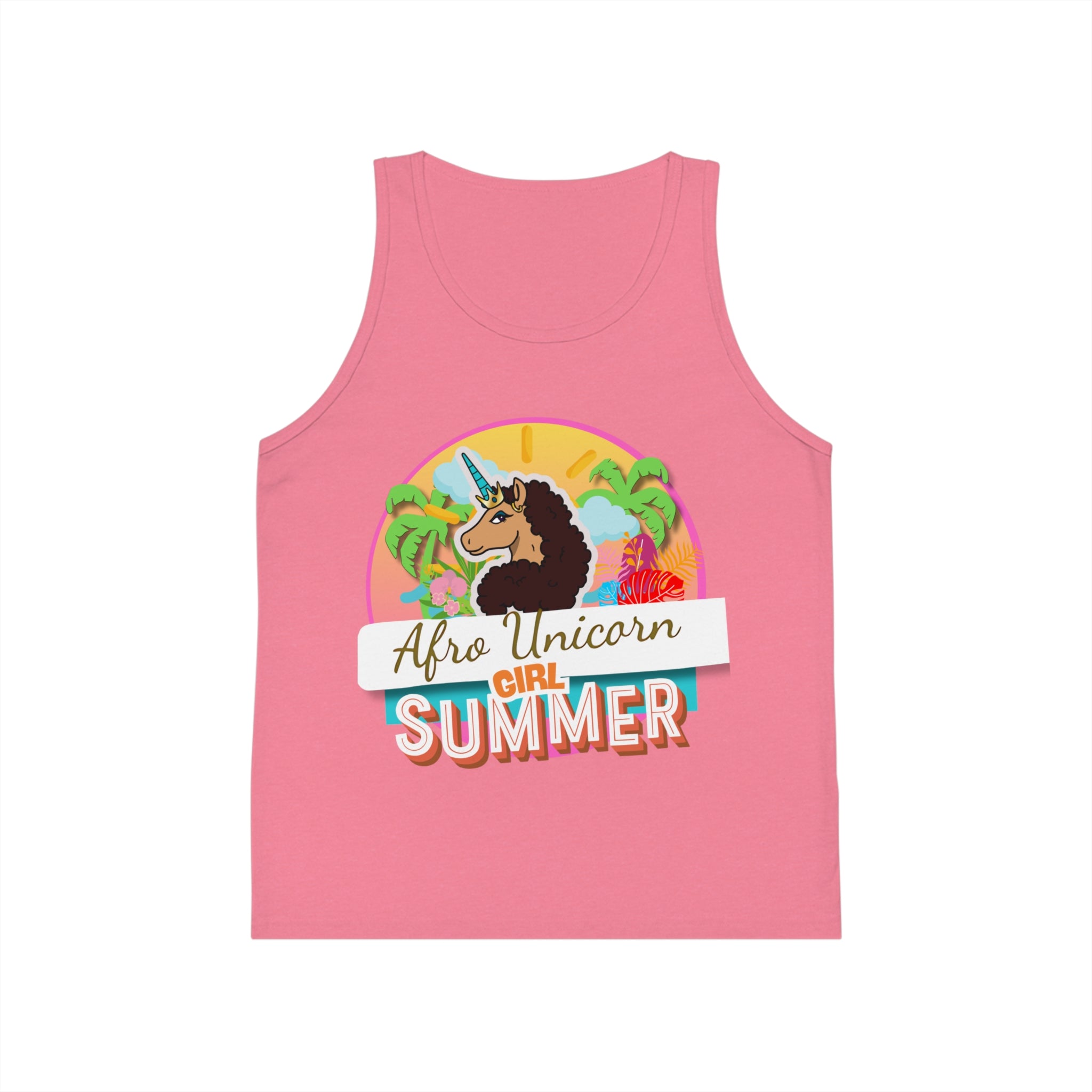 Kid's Tank Top - Afro Unicorn Girl Summer Tank for Kids