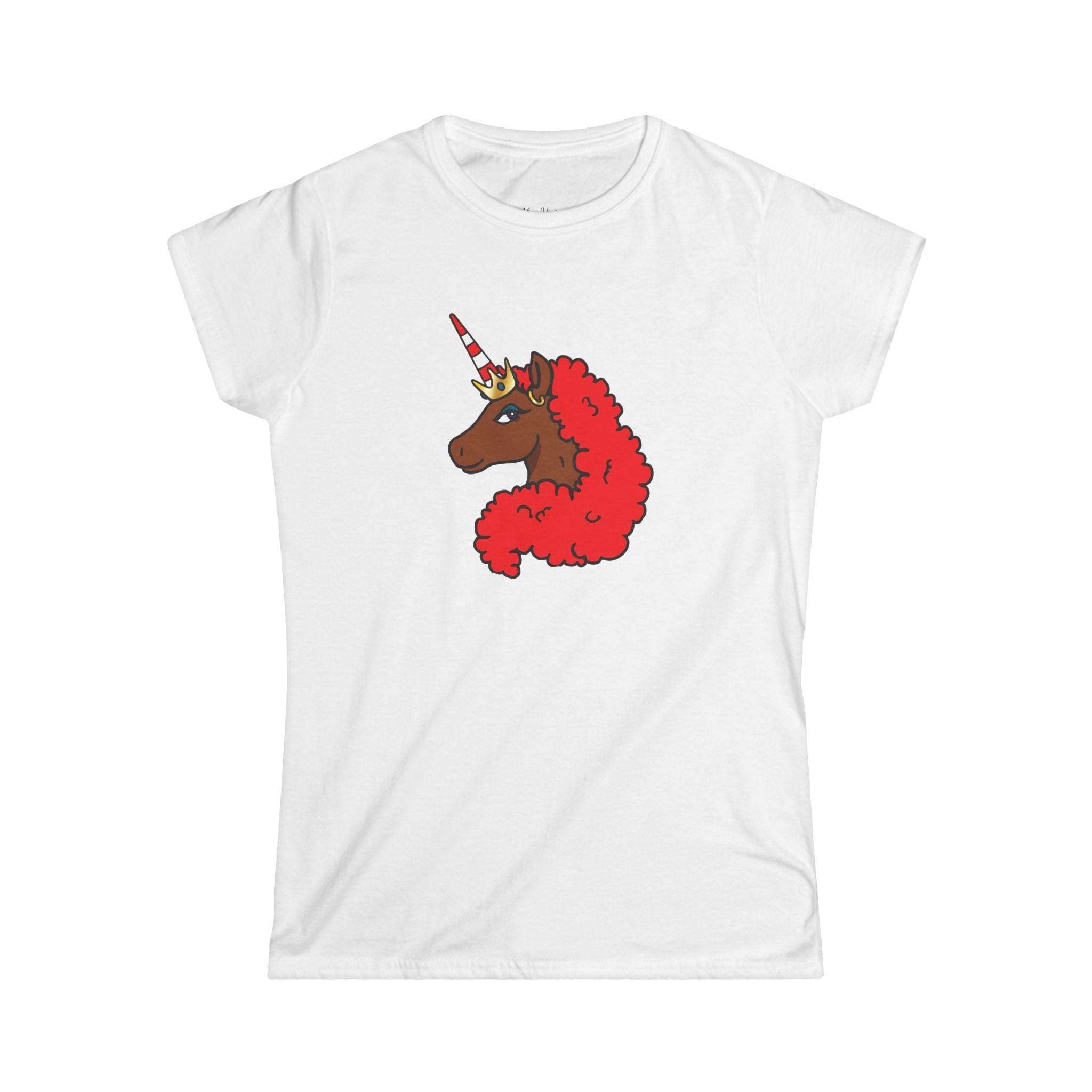 Afro Unicorn Crimson & Cream Women's Tee — Celebrate D9 Love