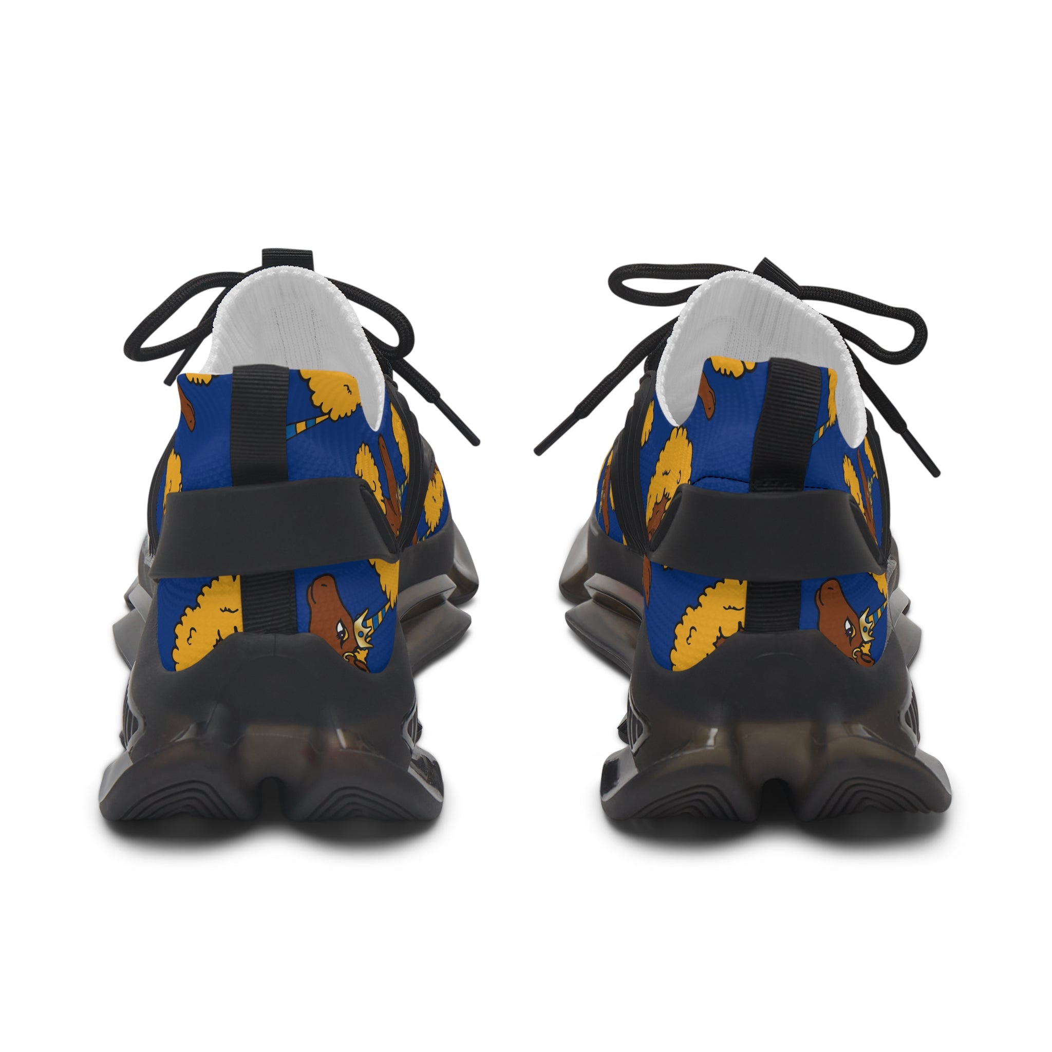 Mesh Sneakers - Blue & Gold Monogram