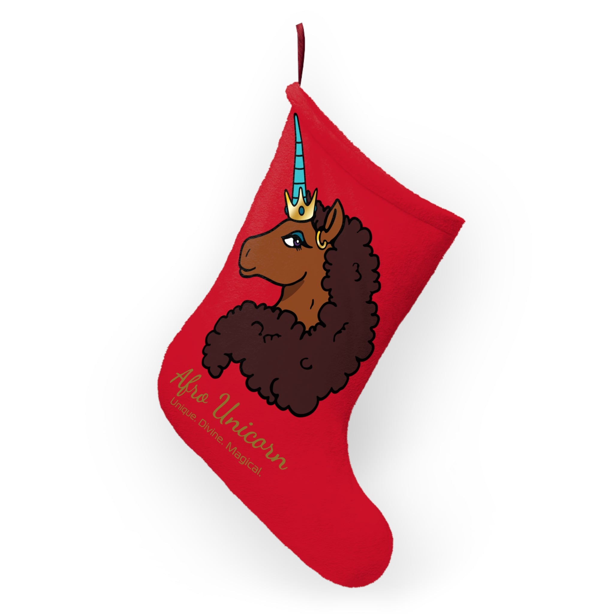 Afro Unicorn Christmas Stocking – Unique Holiday Decor
