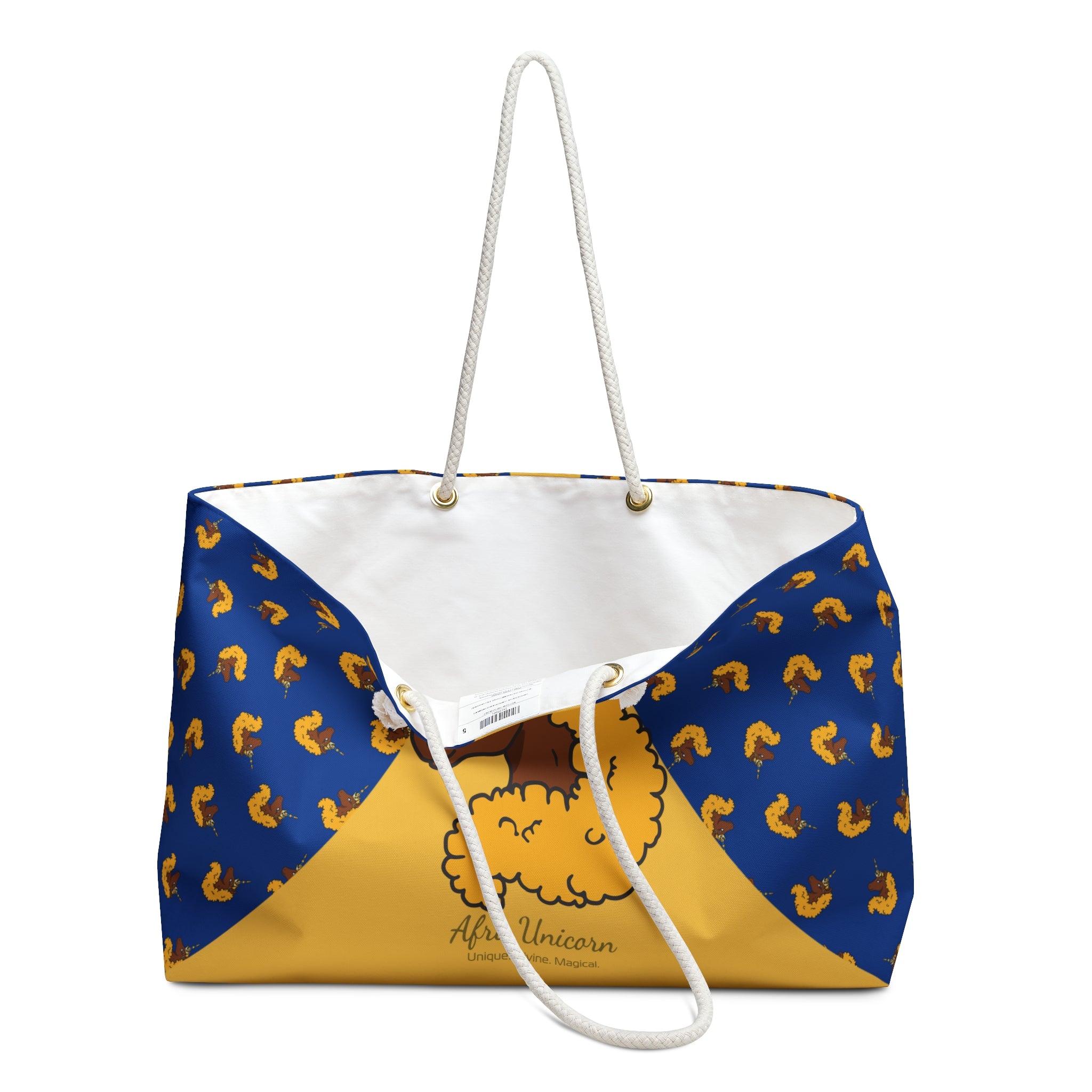 Weekender Bag Afro Unicorn Blue & Gold