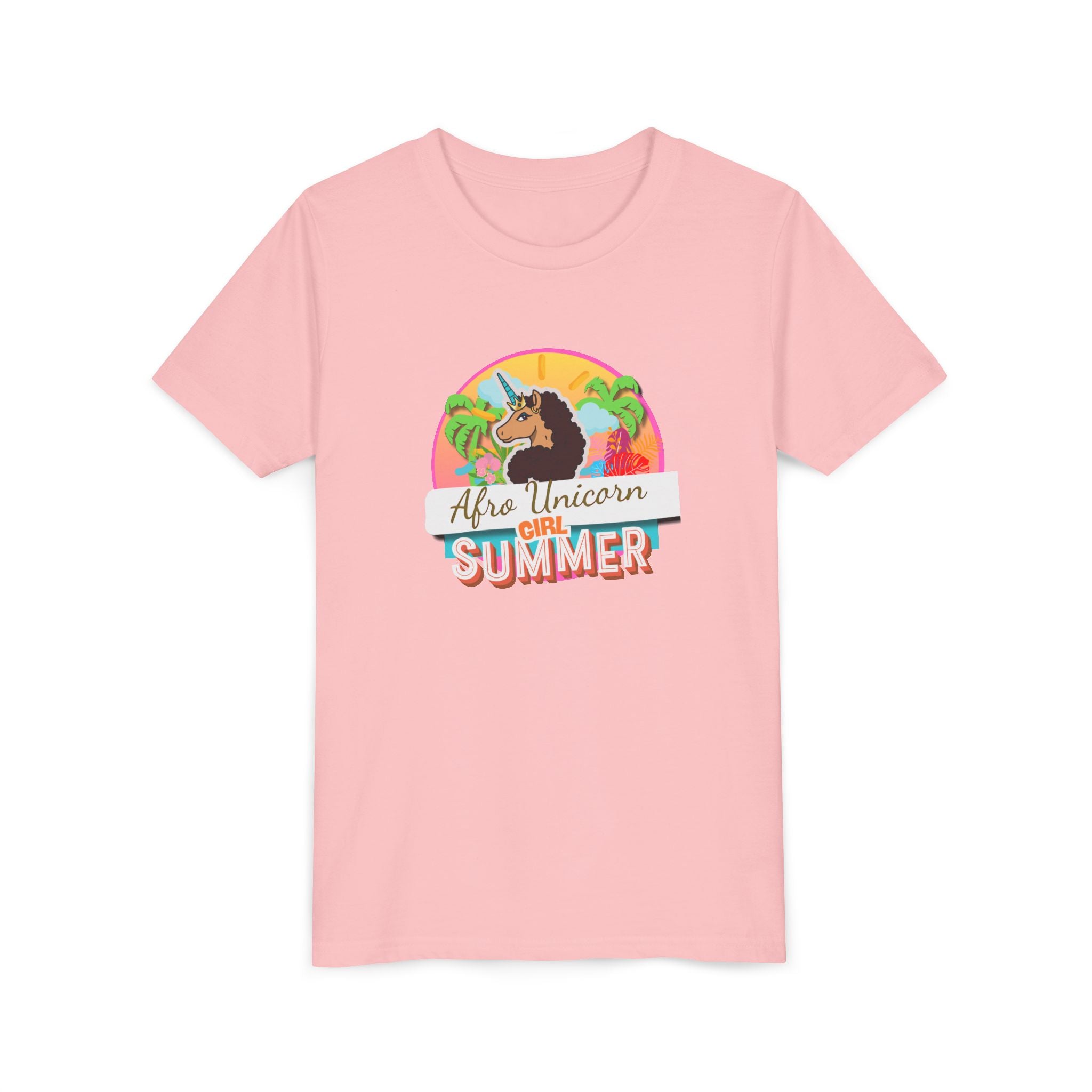 Afro Unicorn Girl Youth Tee - Summer Fun Short Sleeve