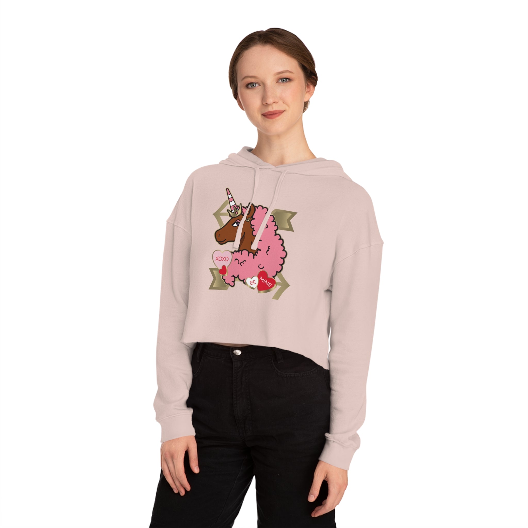 Women - Afro Unicorn Love Cropped Hoodie