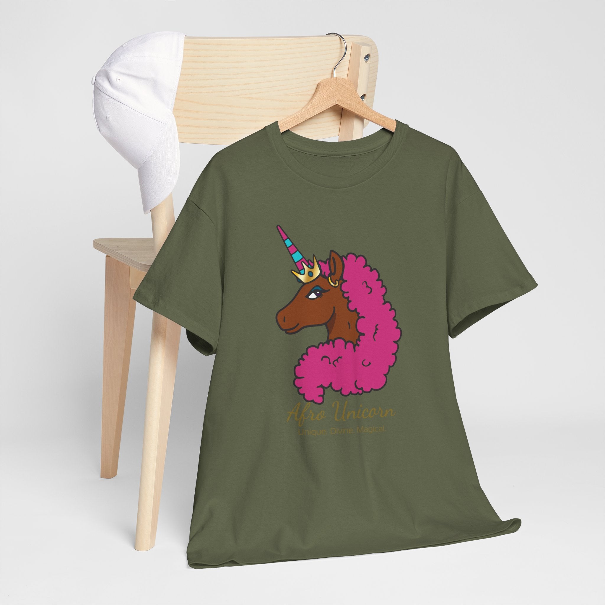 Adult - Afro Unicorn Pink & Blue Spring  Tee