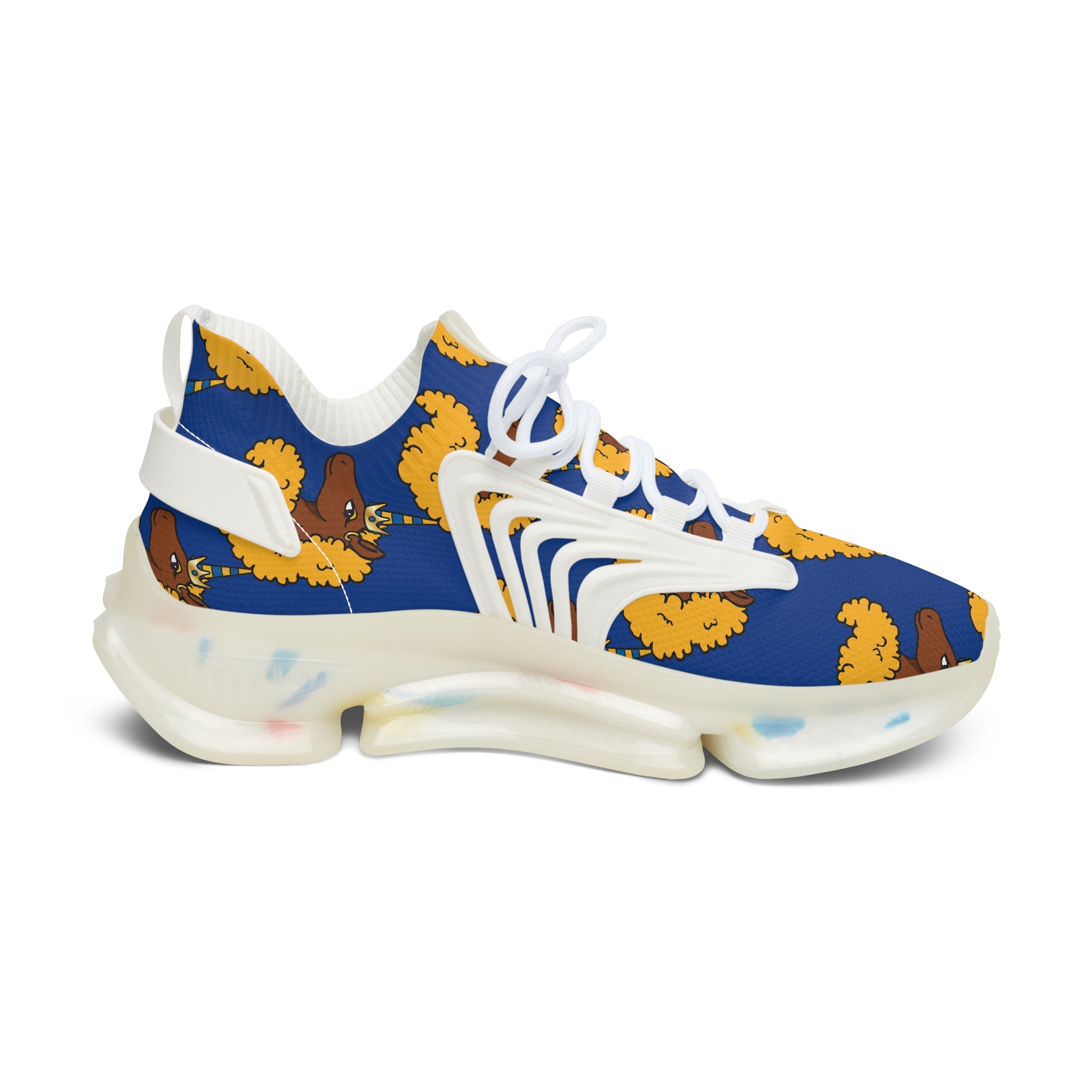 Mesh Sneakers - Blue & Gold Monogram