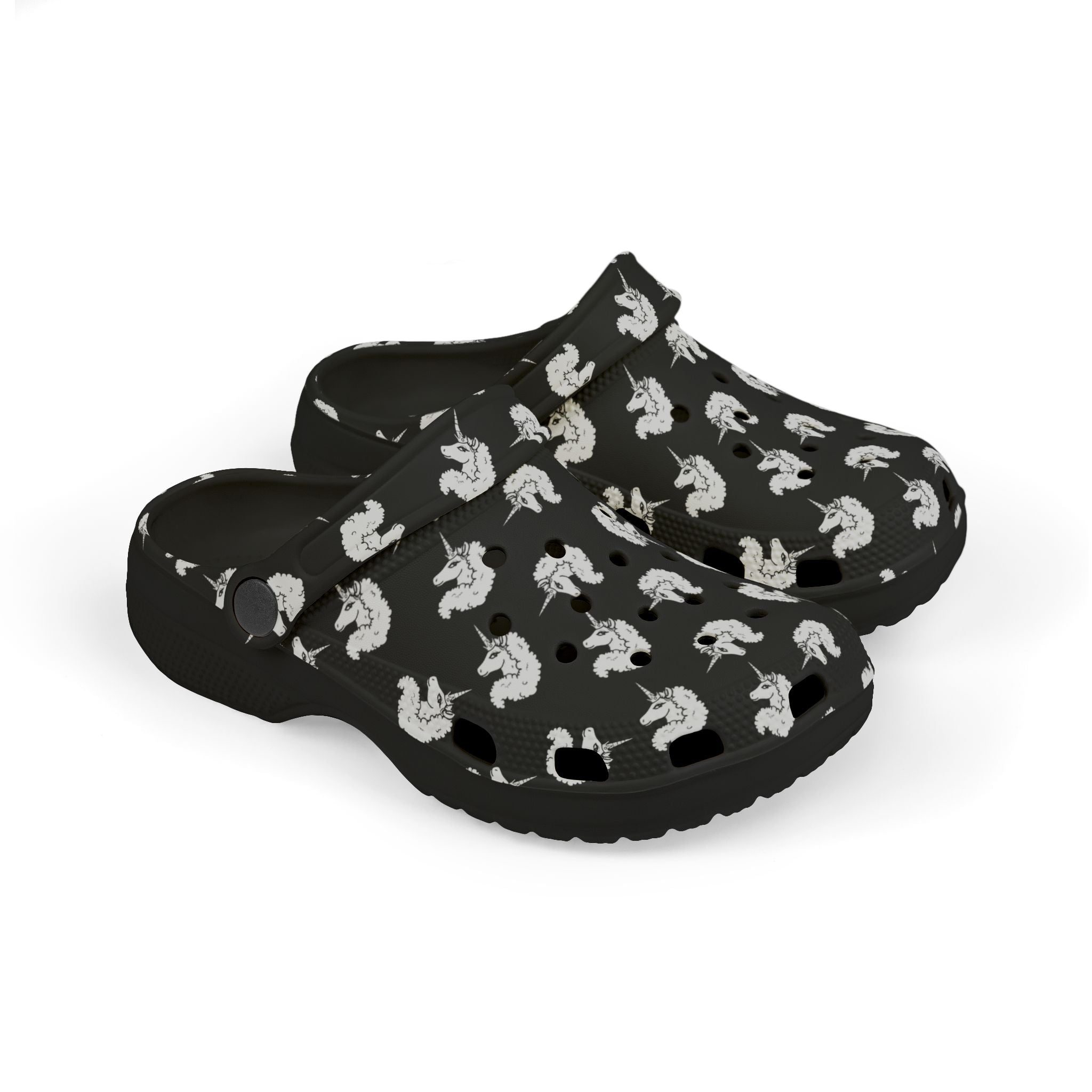 Kid's Foam Clogs - Mismatched Afro Unicorn Yellow Design