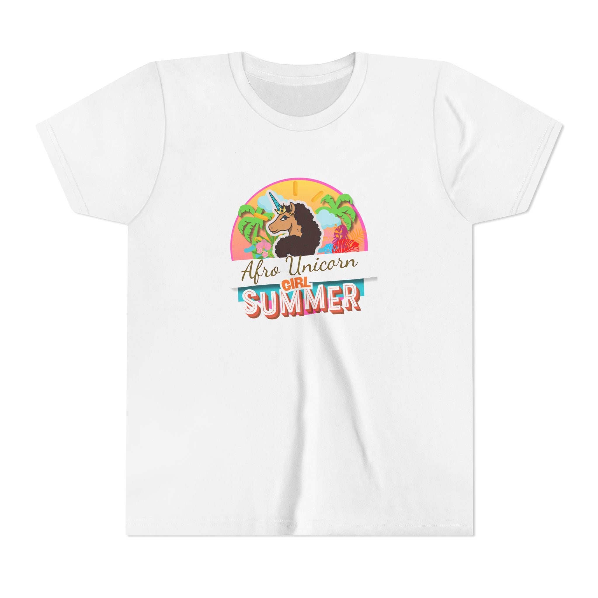 Afro Unicorn Girl Youth Tee - Summer Fun Short Sleeve