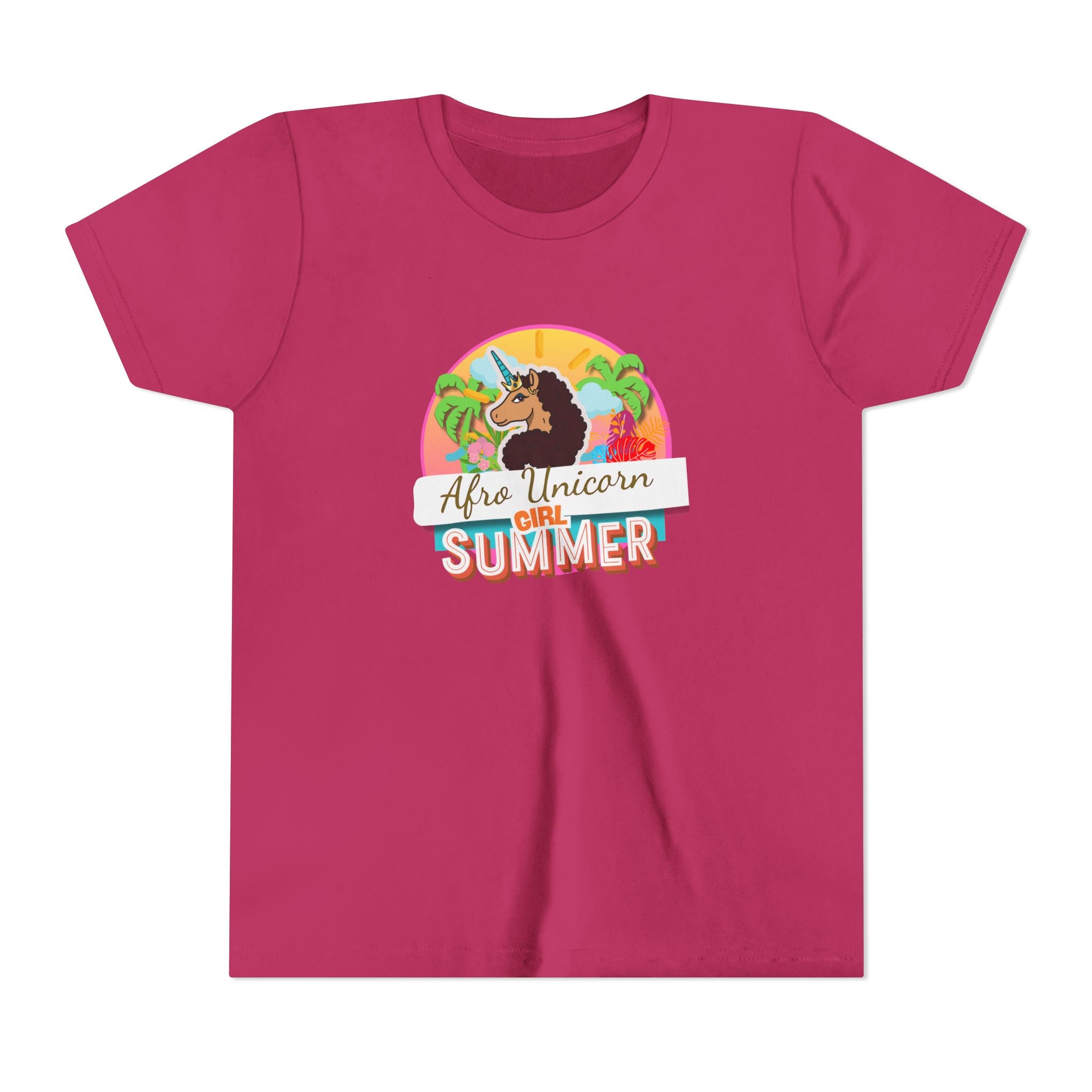 Afro Unicorn Girl Youth Tee - Summer Fun Short Sleeve