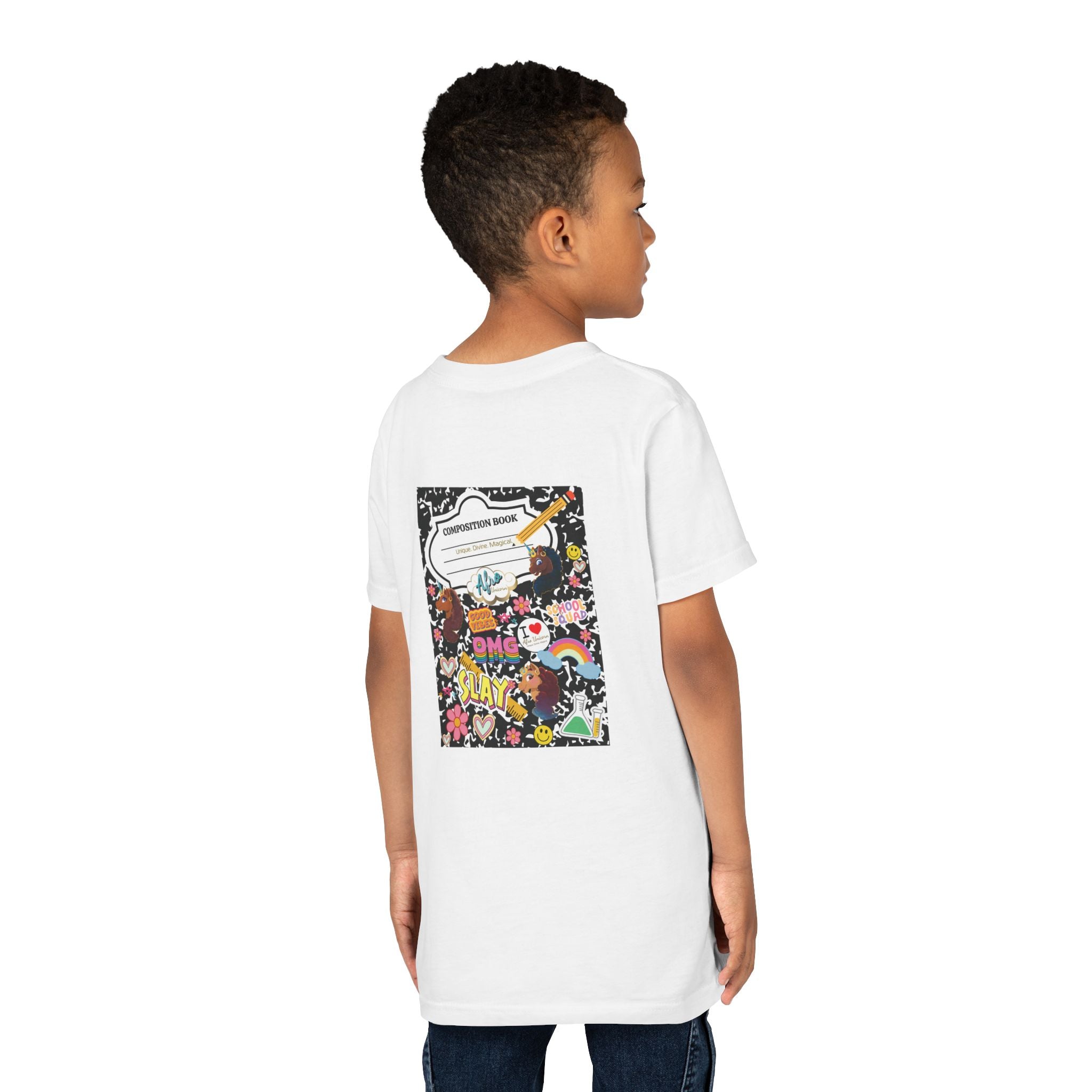 Youth Tee - Afro Unicorn Composition Back Design