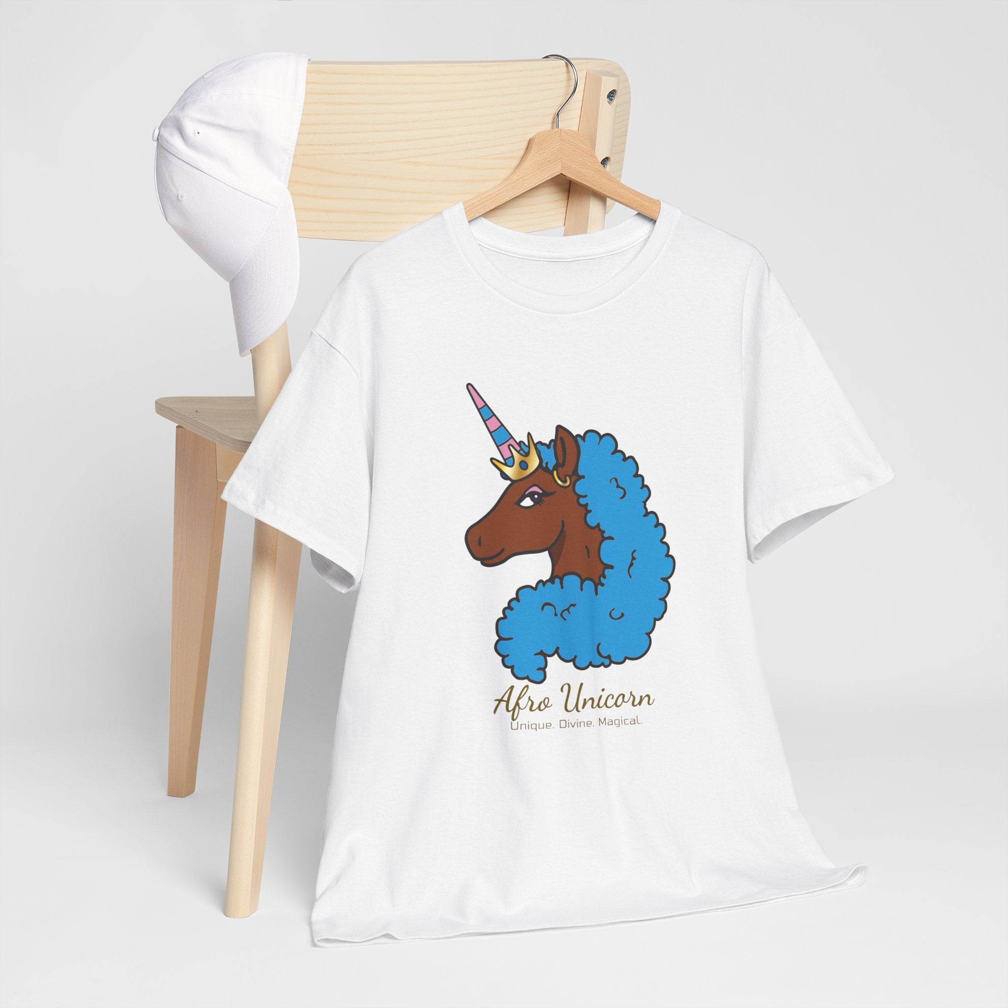 Adult - Afro Unicorn Blue & Pink Spring  Tee