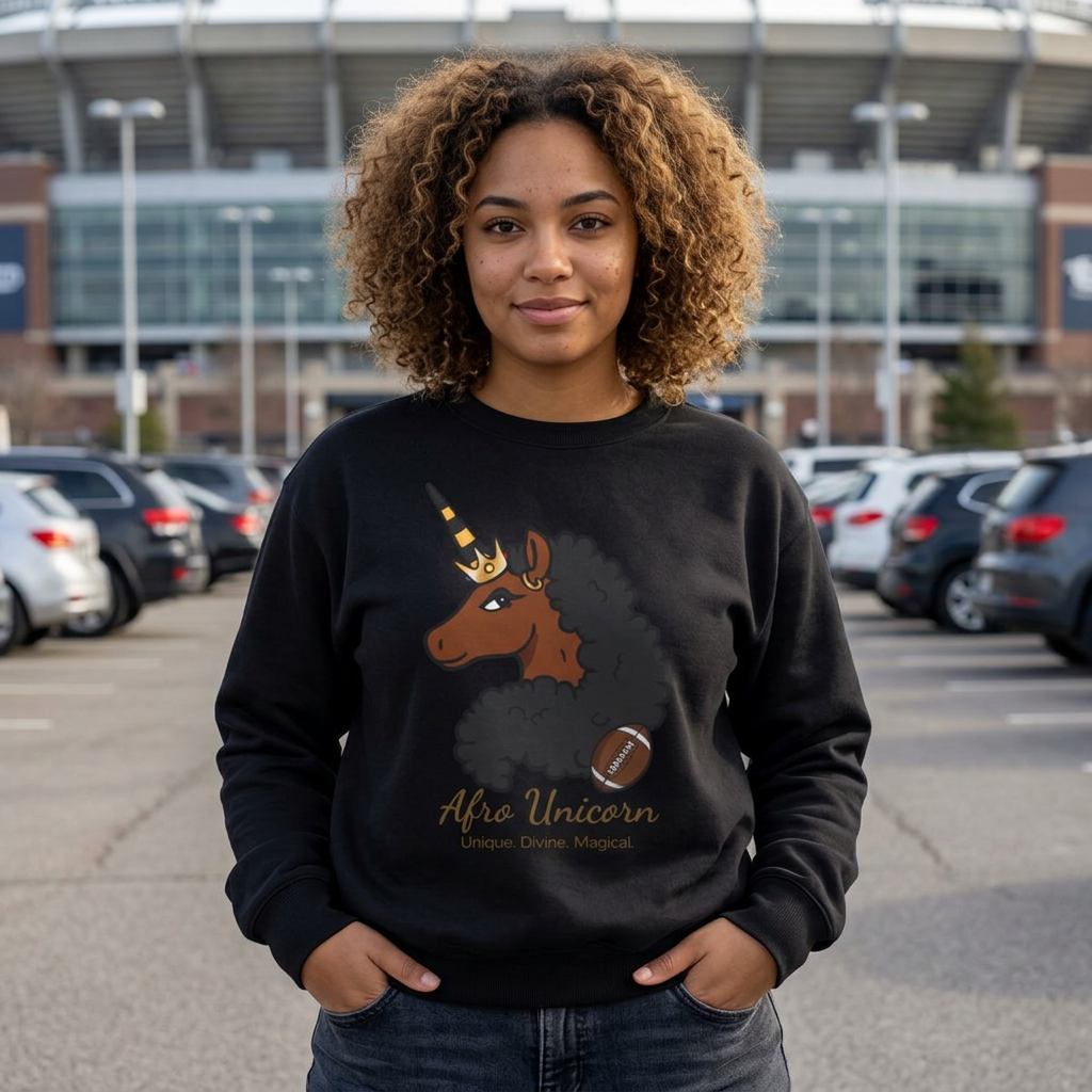 Afro Unicorn Fan Favs Sweatshirt – Pittsburgh Black & Gold