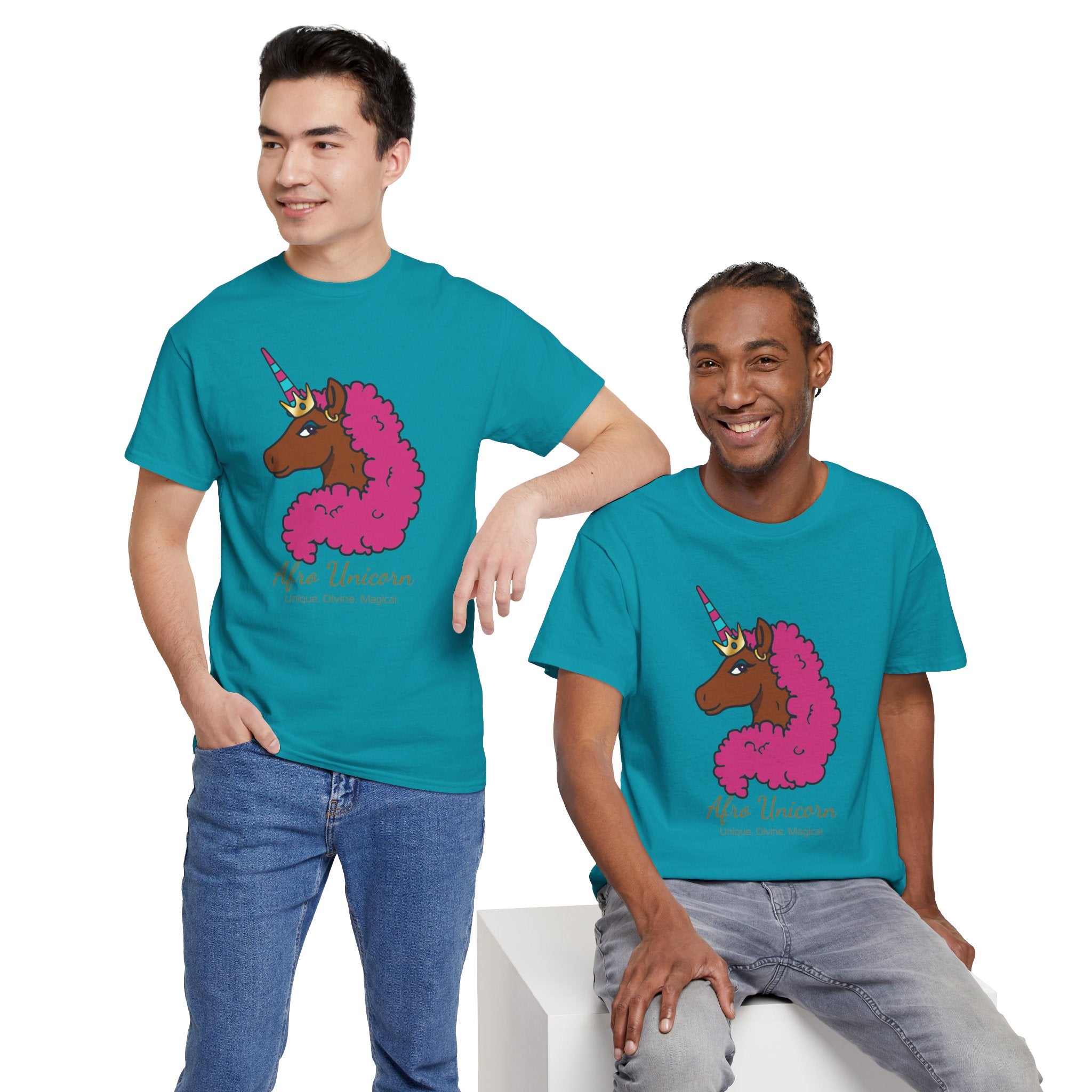 Adult - Afro Unicorn Pink & Blue Spring  Tee