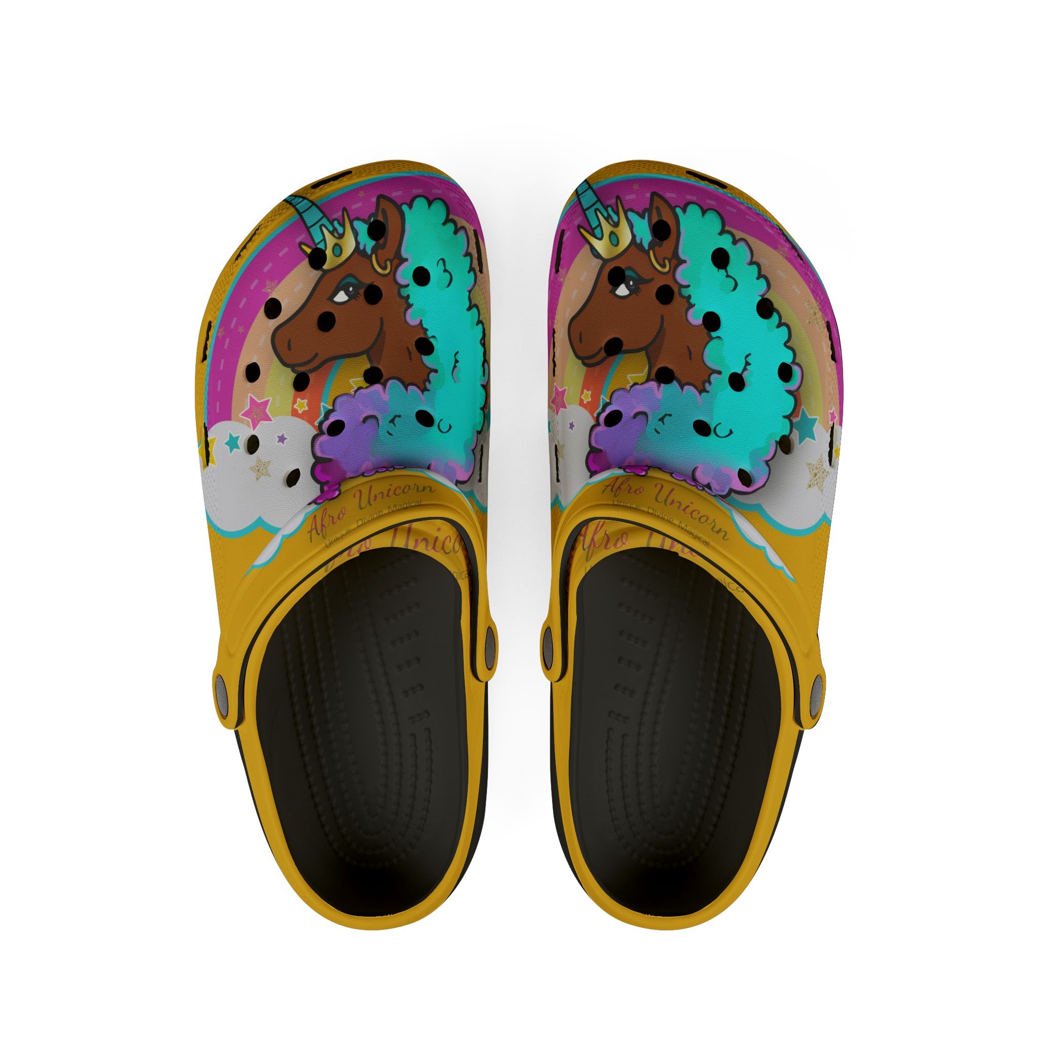 Women's Foam Clog - Afro Unicorn Cotton Candy Design