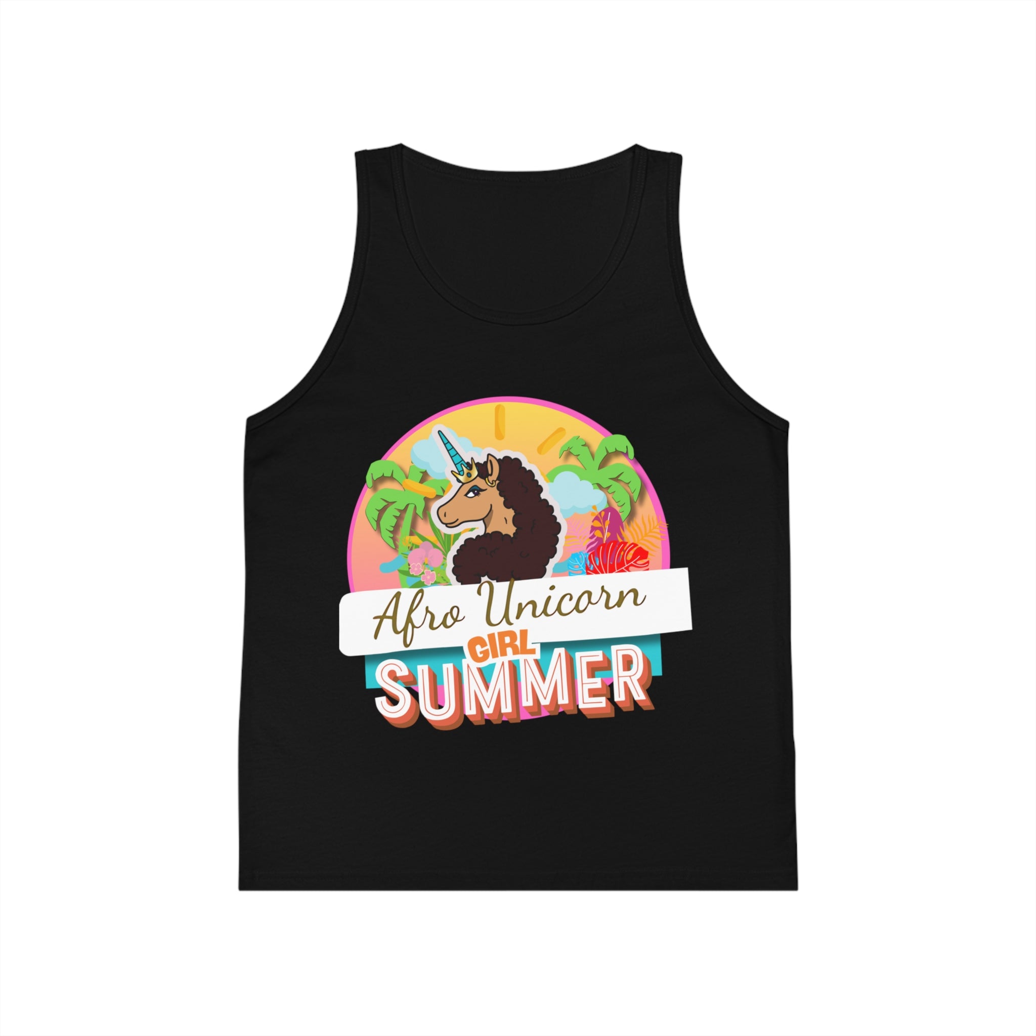 Kid's Tank Top - Afro Unicorn Girl Summer Tank for Kids