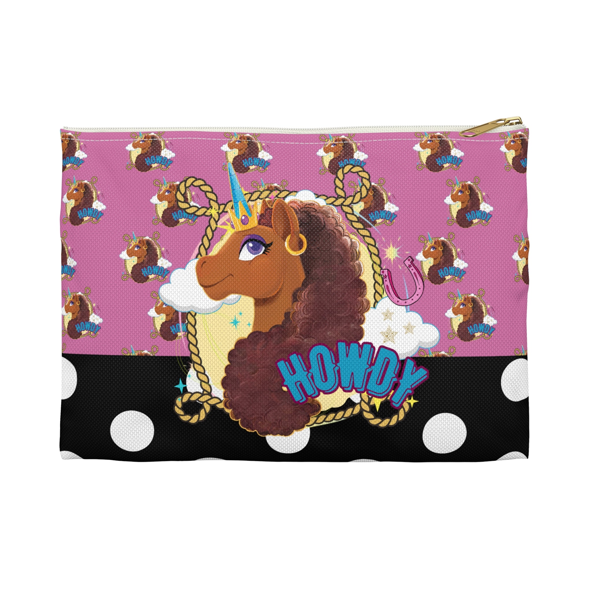 Accessory Pouch Afro Unicorn "Howdy" Back to School Organizer