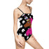 Women's Swimsuit - Afro Unicorn Hot Pink on Black & White
