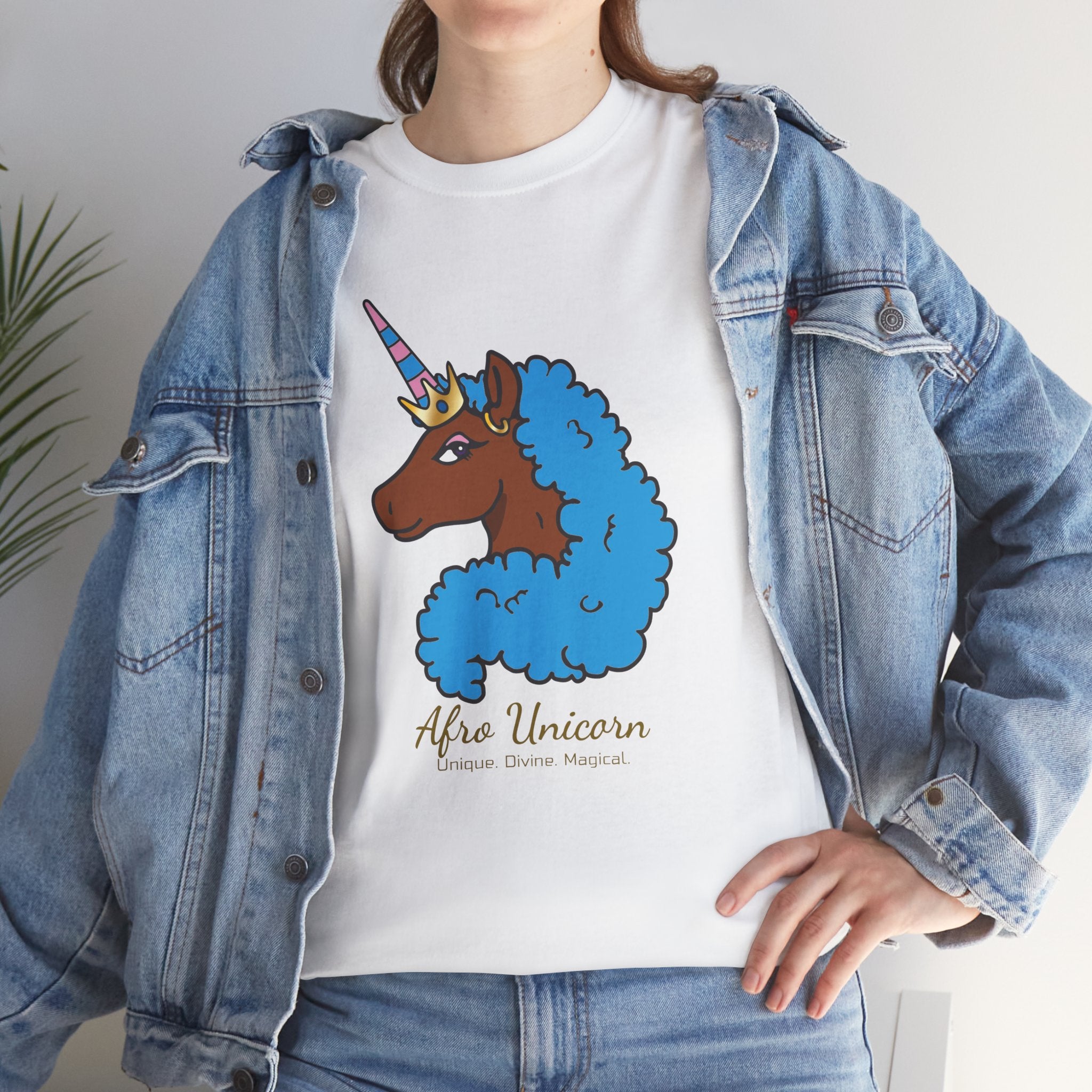 Adult - Afro Unicorn Blue & Pink Spring  Tee