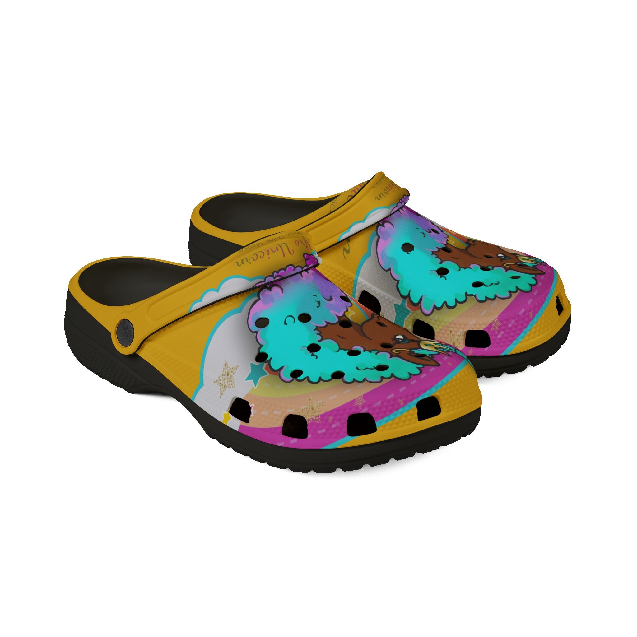 Women's Foam Clog - Afro Unicorn Cotton Candy Design
