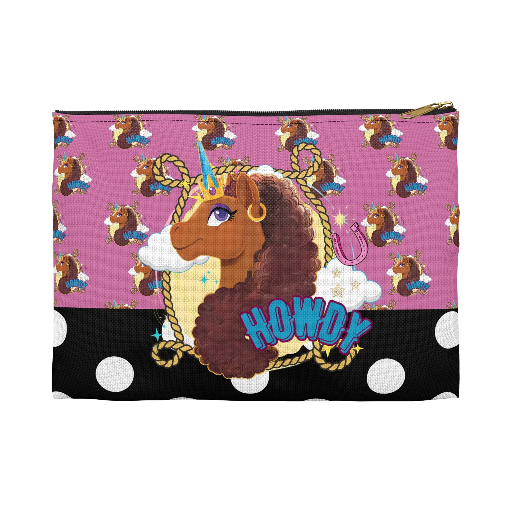 Accessory Pouch Afro Unicorn "Howdy" Back to School Organizer