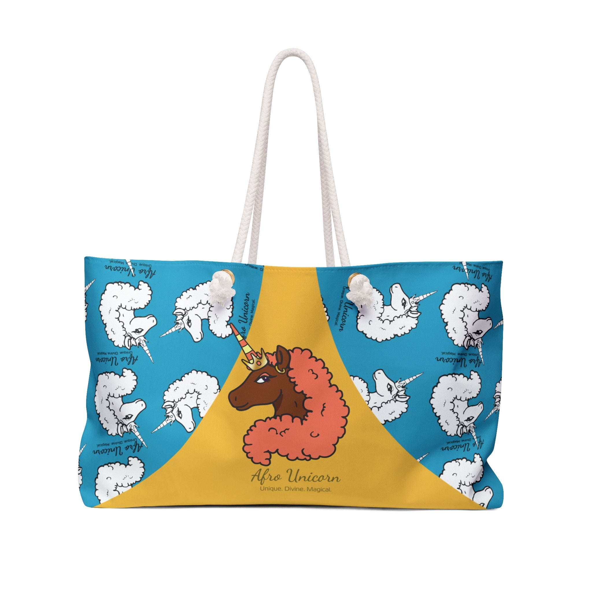 Afro Unicorn Summer Ready Weekender Bag - Aqua