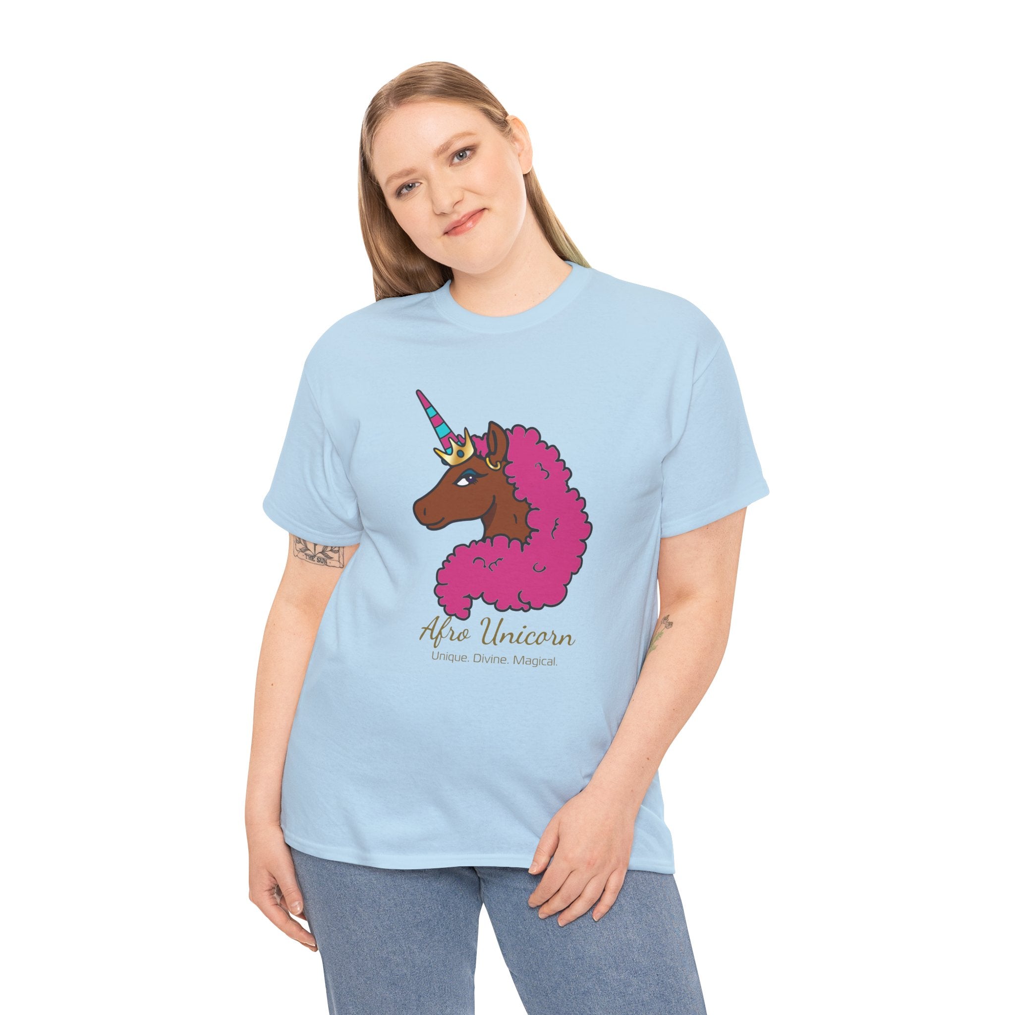 Adult - Afro Unicorn Pink & Blue Spring  Tee