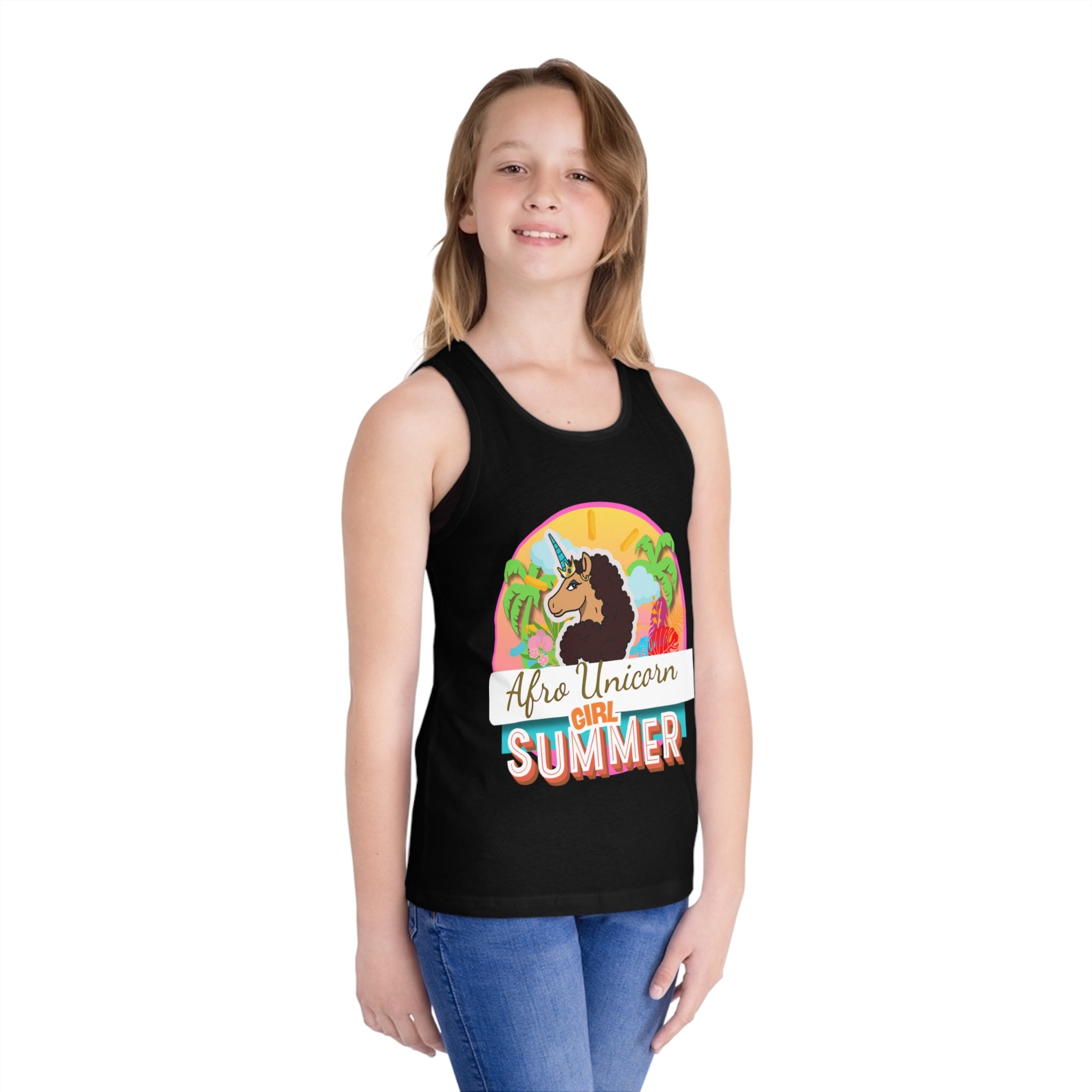 Kid's Tank Top - Afro Unicorn Girl Summer Tank for Kids