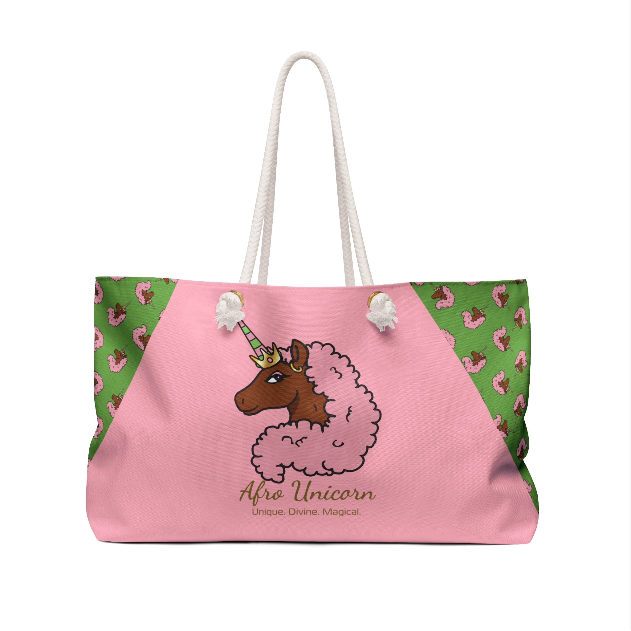 Afro Unicorn Pink & Green Weekender Bag — D9 Pride AKA Love